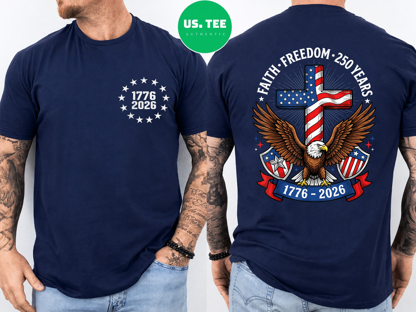 250th Anniversary USA Faith Freedom 4th of July Patriotic 2 Sides T-Shirt gallery