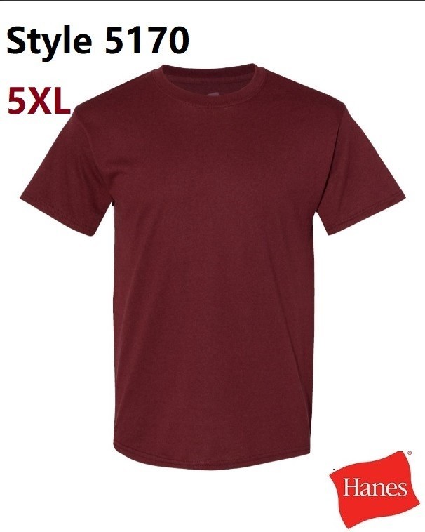 Hanes 5170 5XL EcoSmart Crewneck Short Sleeve Tee Pit to Pit 31″ Unisex Maroon