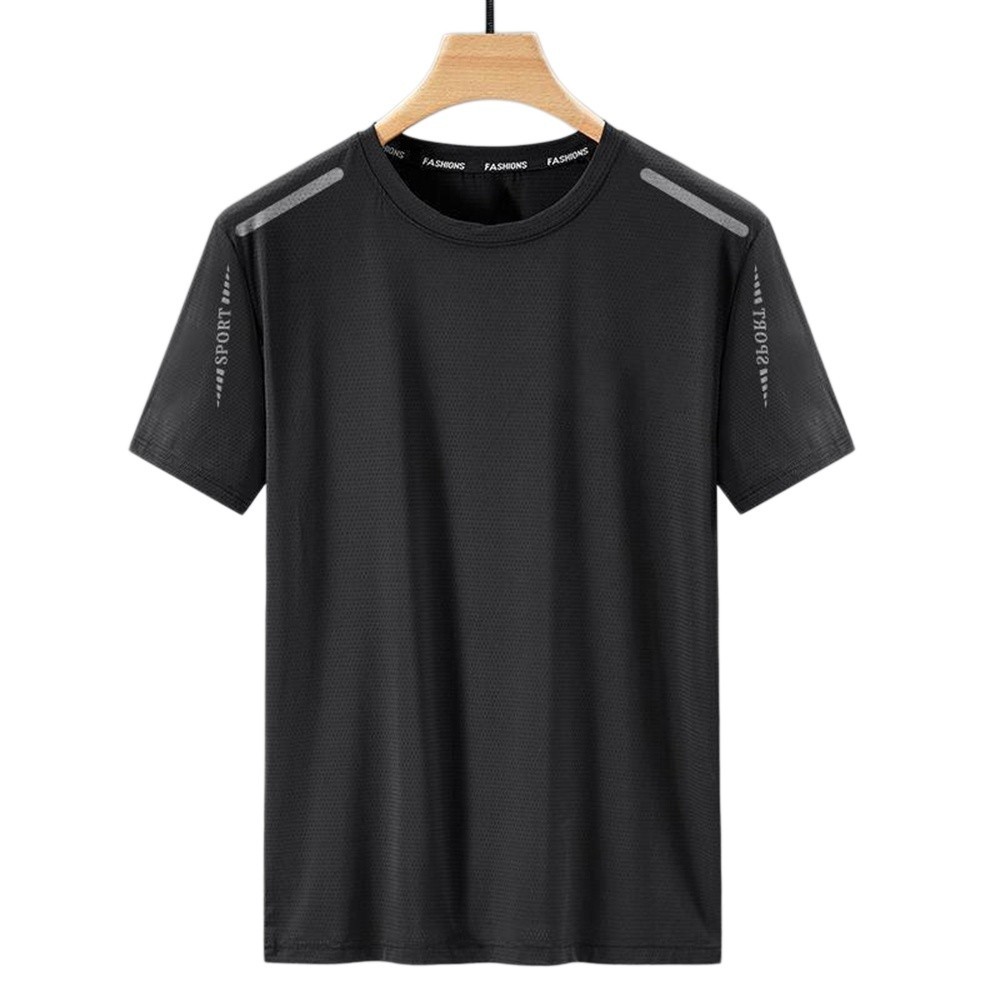 Short Sleeve Top Ice Silk Tee Lightweight Summer Wear Medium Stretch Loose Fit gallery
