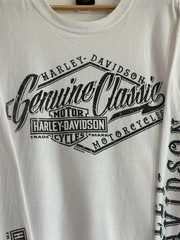 Harley Davidson Oakland CA Long Sleeve Shirt Mens XL White Spell Out Sleeve Bike