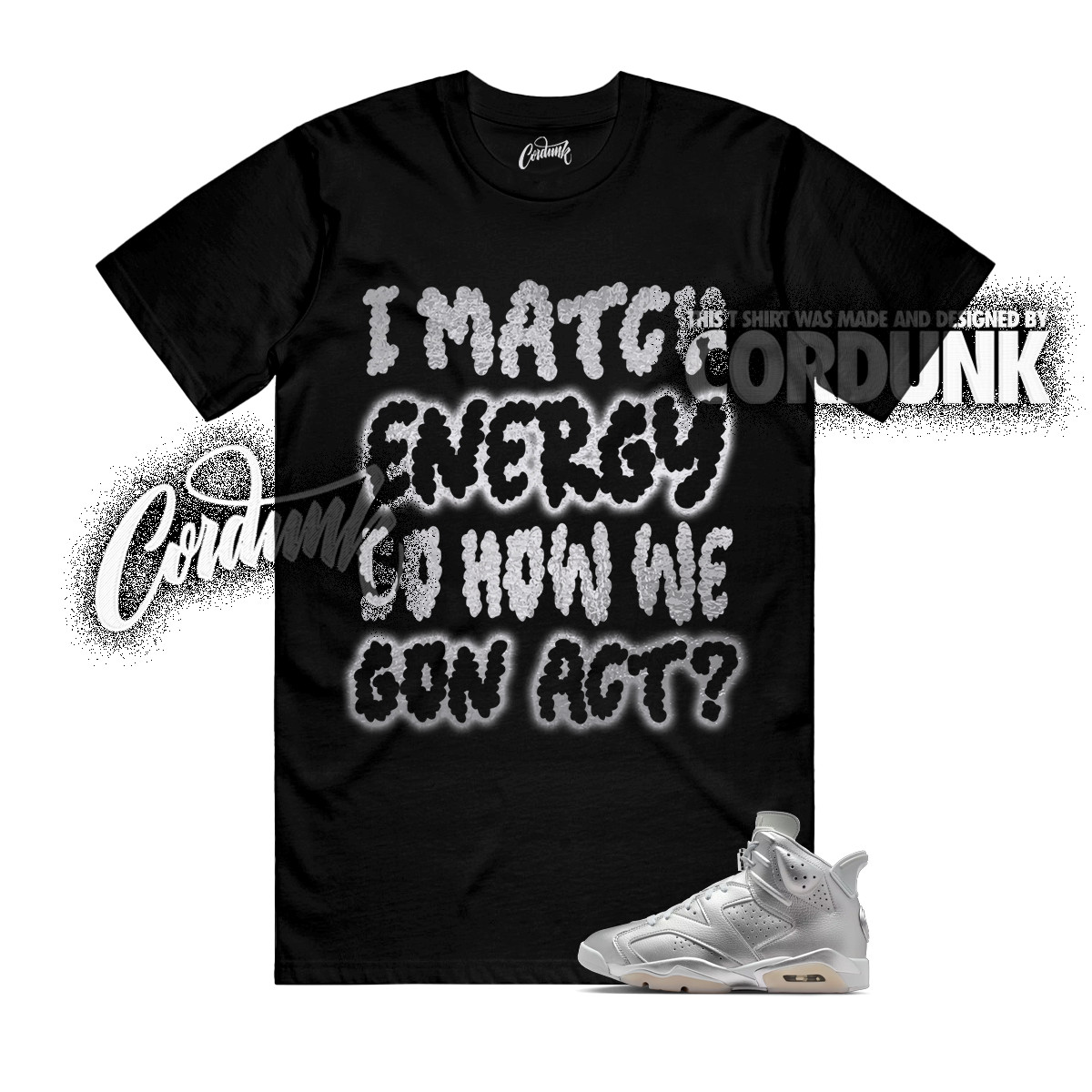 6 Metallic Silver Pure Platinum Oil Grey T Shirt Match MATCH