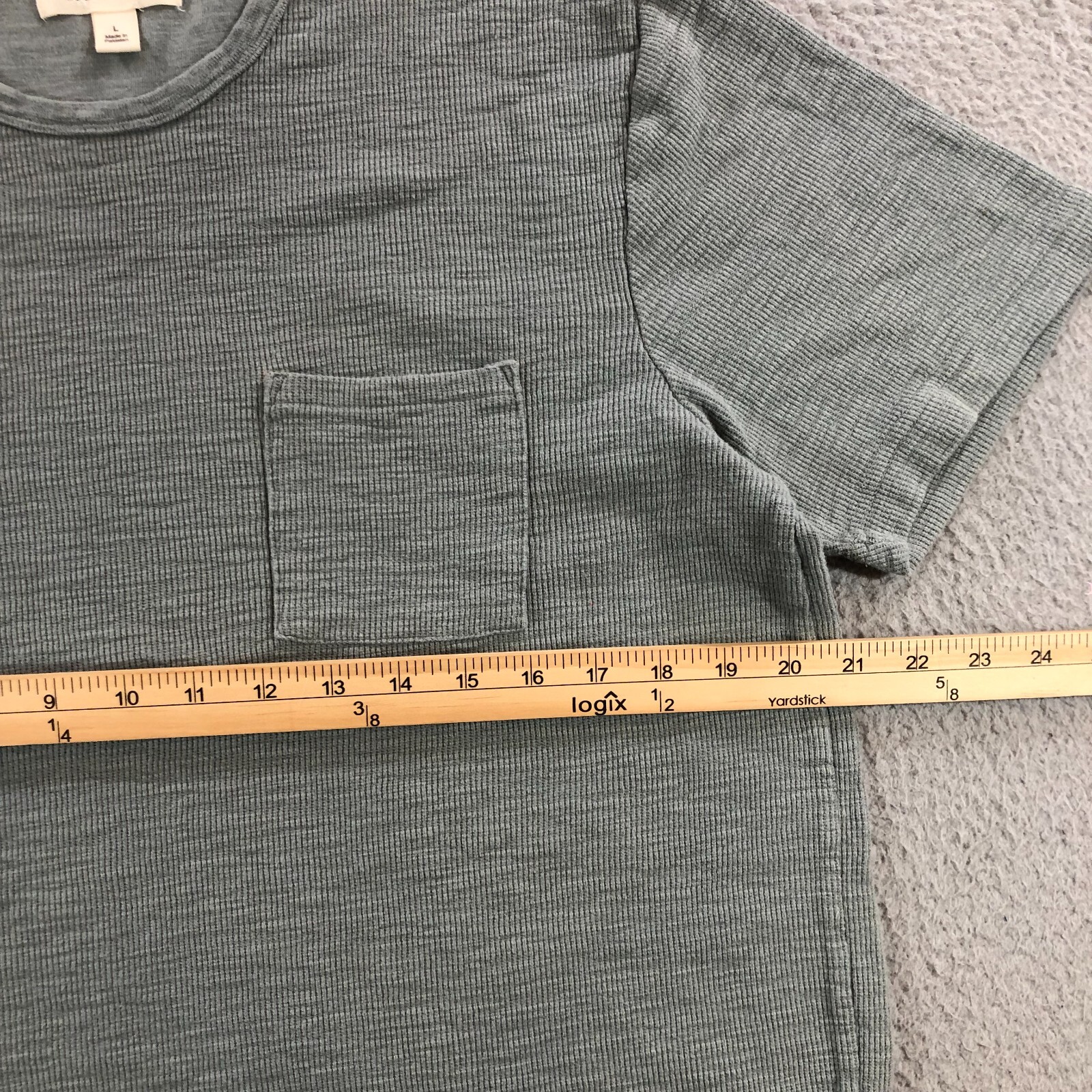 goldthreads T shirt mens L gray slate thick woven pocket tee gallery
