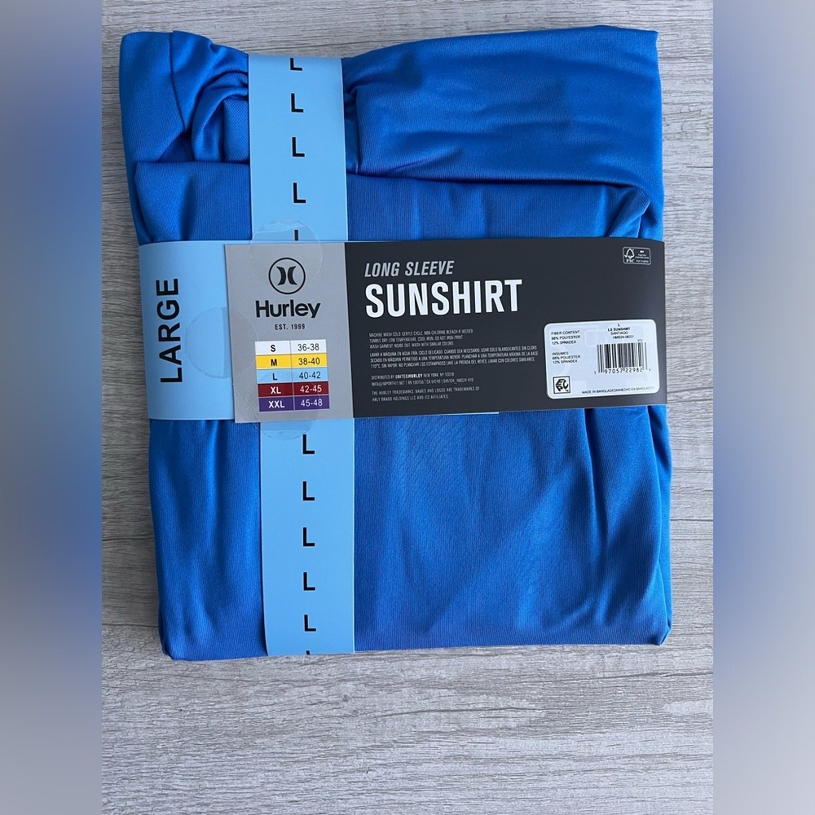 Hurley Men's Blue Long Sleeve UPF 50 Sun Protection Shirt Size Large gallery