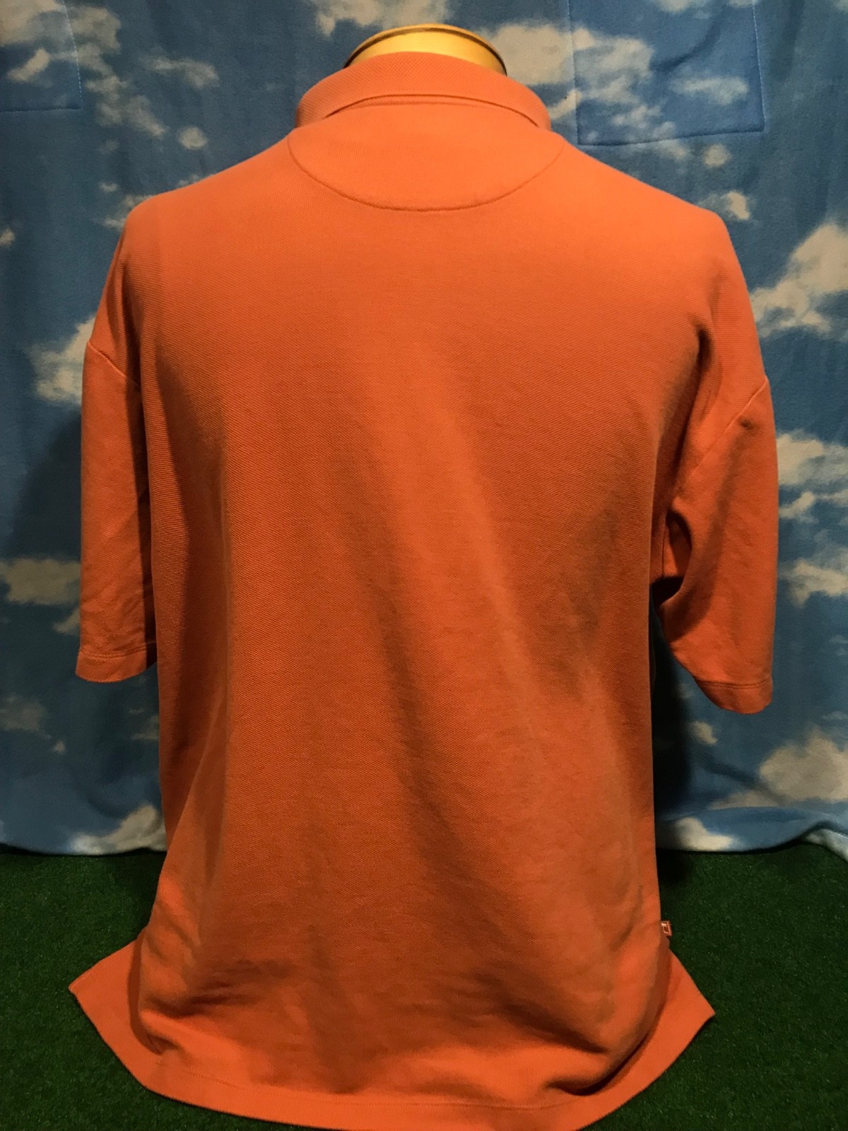 Tommy Bahama Polo shirt XL Salmon Orange Buttons cotton poly blend c33 gallery