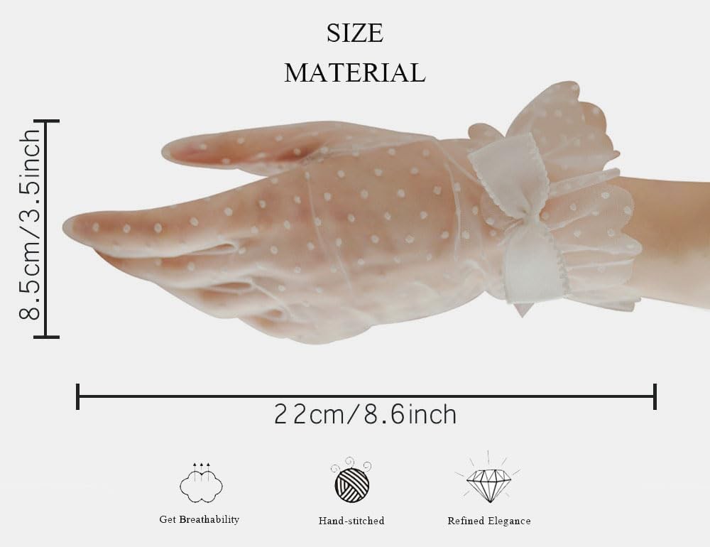 Lace Glove with Bow Wedding Floral Tulle Gloves Opera Tea Party Gloves for Fo... gallery