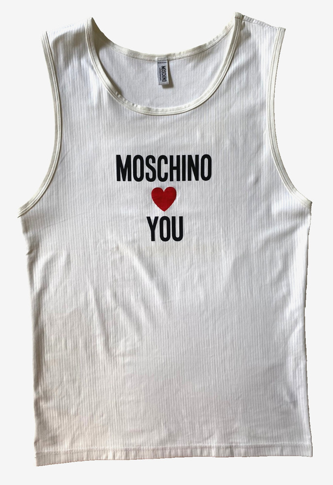 MOSCHINO ❤️ YOU White Tank Top — US/IT M — Vintage 2000s — New w/ Imperfections