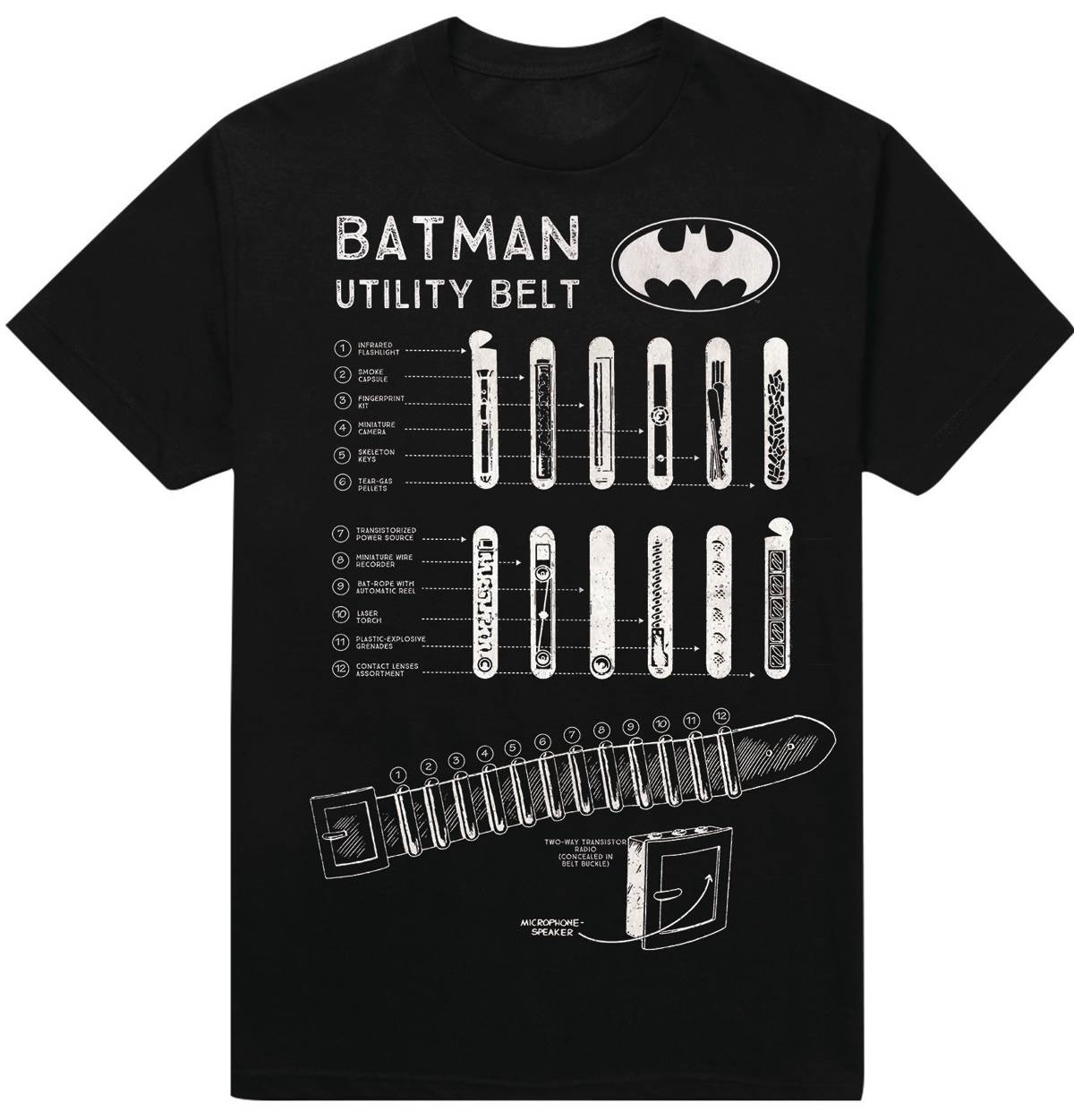 Batman Utility Belt Black Tee Shirt T-Shirt XL Extra Large