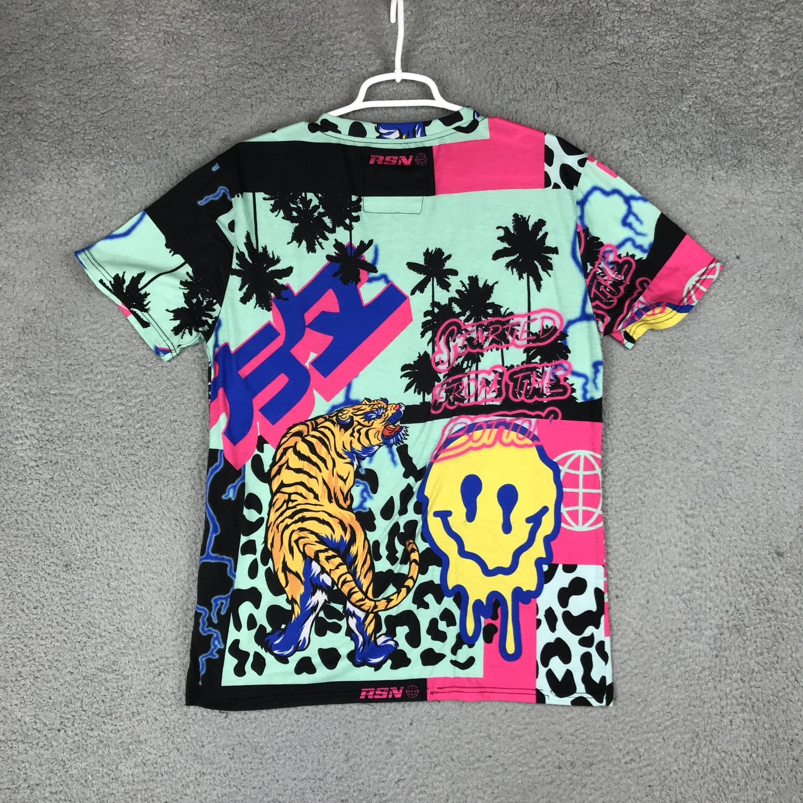 Reason Shirt Mens Medium Multicolor Tiger Smiley Face Surf Graphic Tee Top gallery