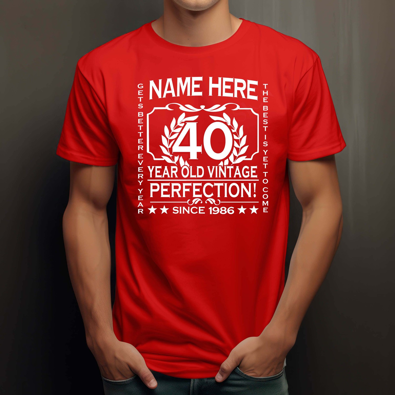 Men's 30th Birthday T-Shirt Classic add NAME, AGE, YEAR 1996 PERSONALISED gallery