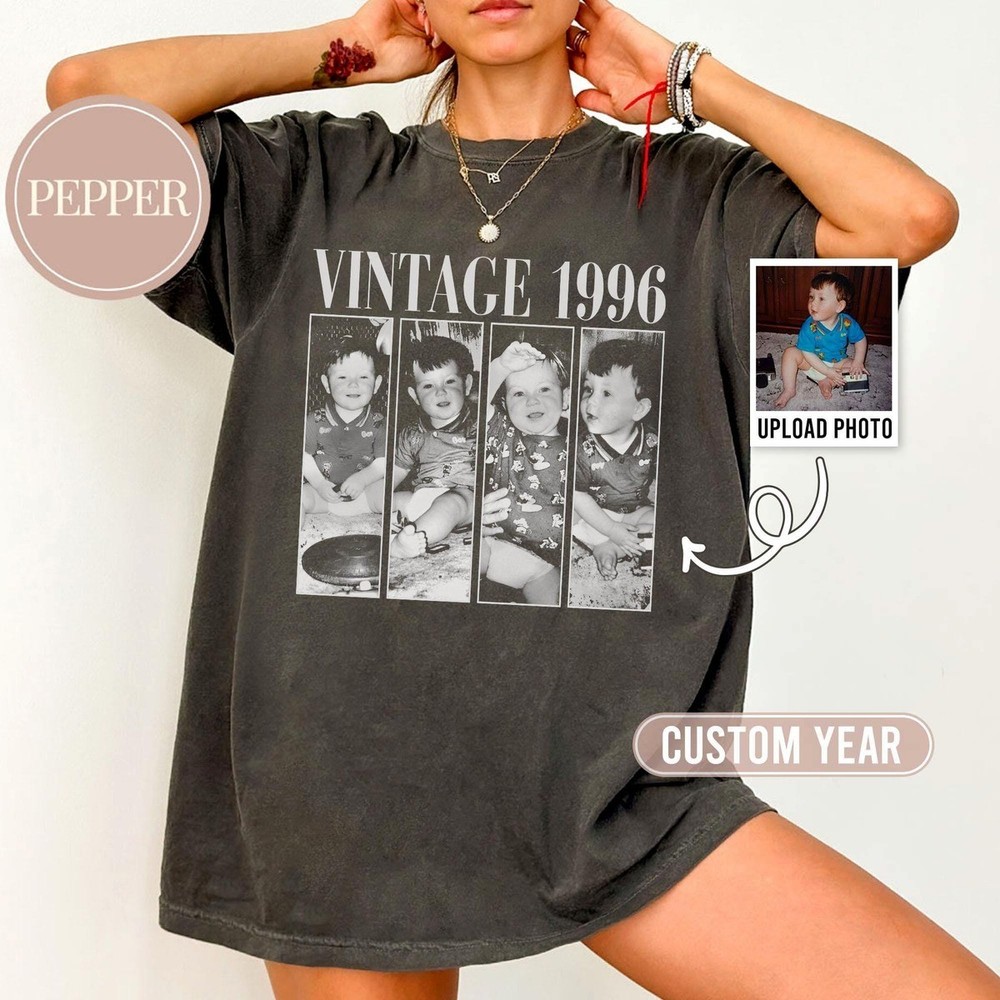 Personalized 30th Birthday Photo Year T-Shirt Custom Retro Shirt Gift For Him