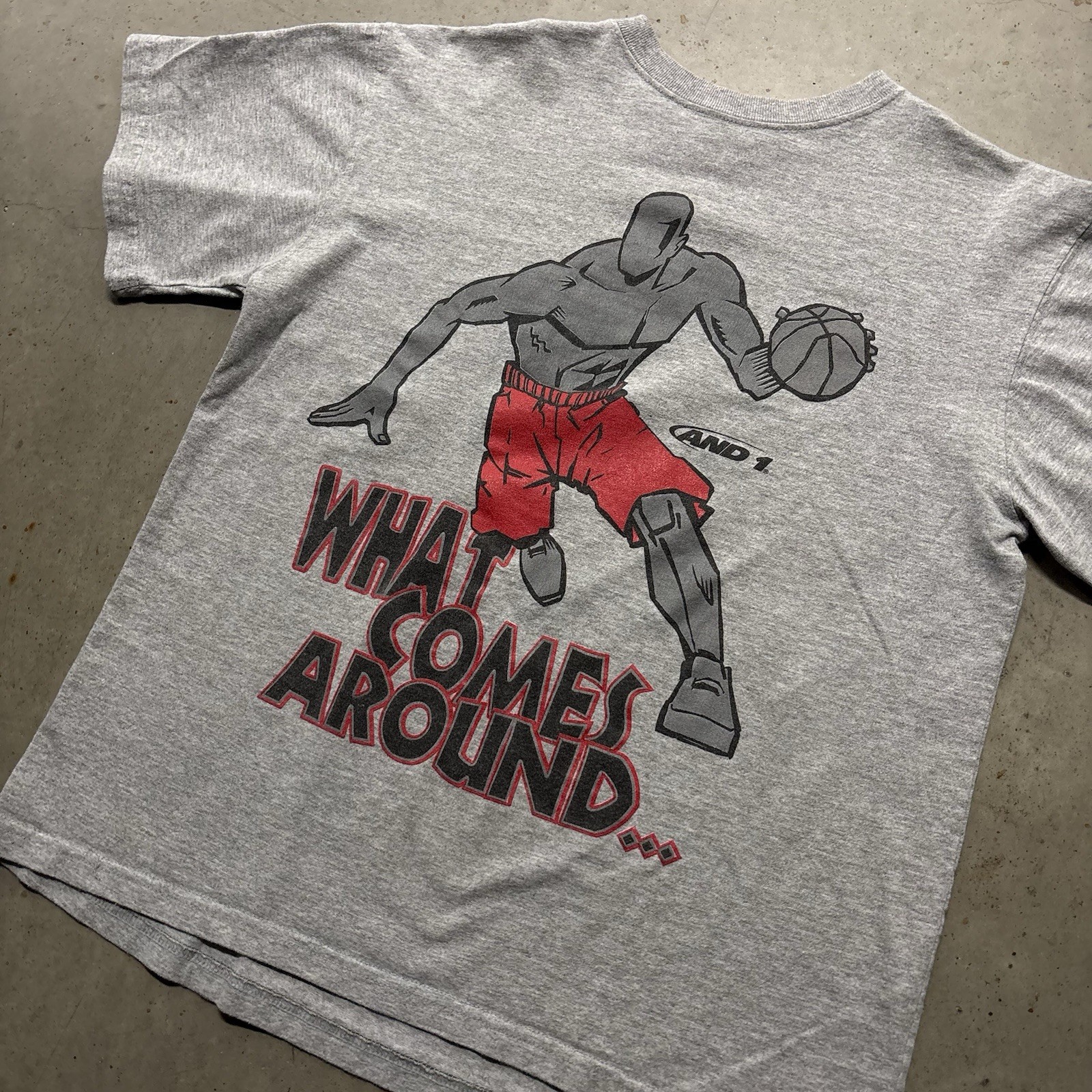 Vintage And1 Basketball Trash Talk Graphic T Shirt Youth L Fits Men’s S/M Grey gallery