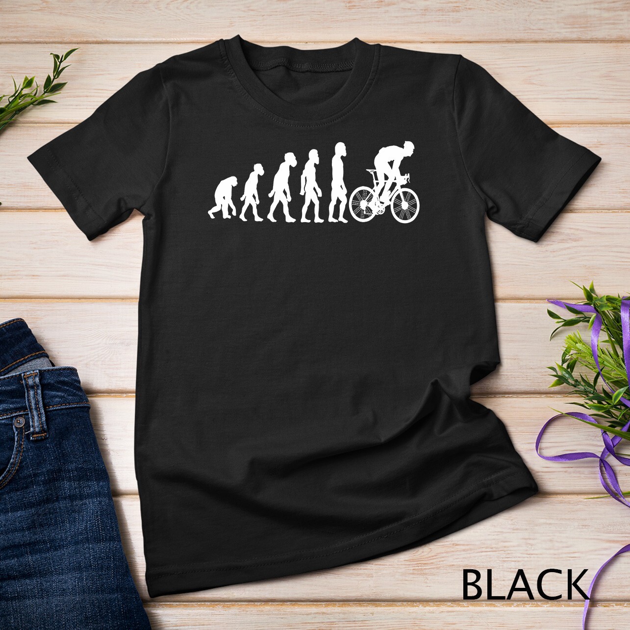 Funny Human Cycling Evolution Athlete Bike Cyclist Biker T-Shirt Unisex T-shirt