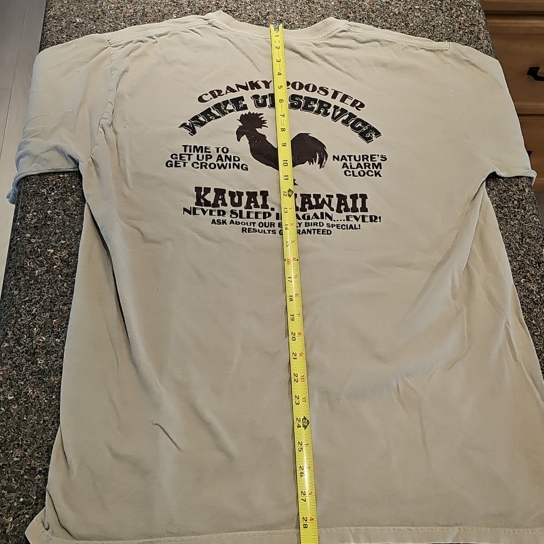 Crazy Shirts Kauai Hawaii Cranky Rooster T-shirt Tan Sz L 100% Combed Cotton EUC gallery
