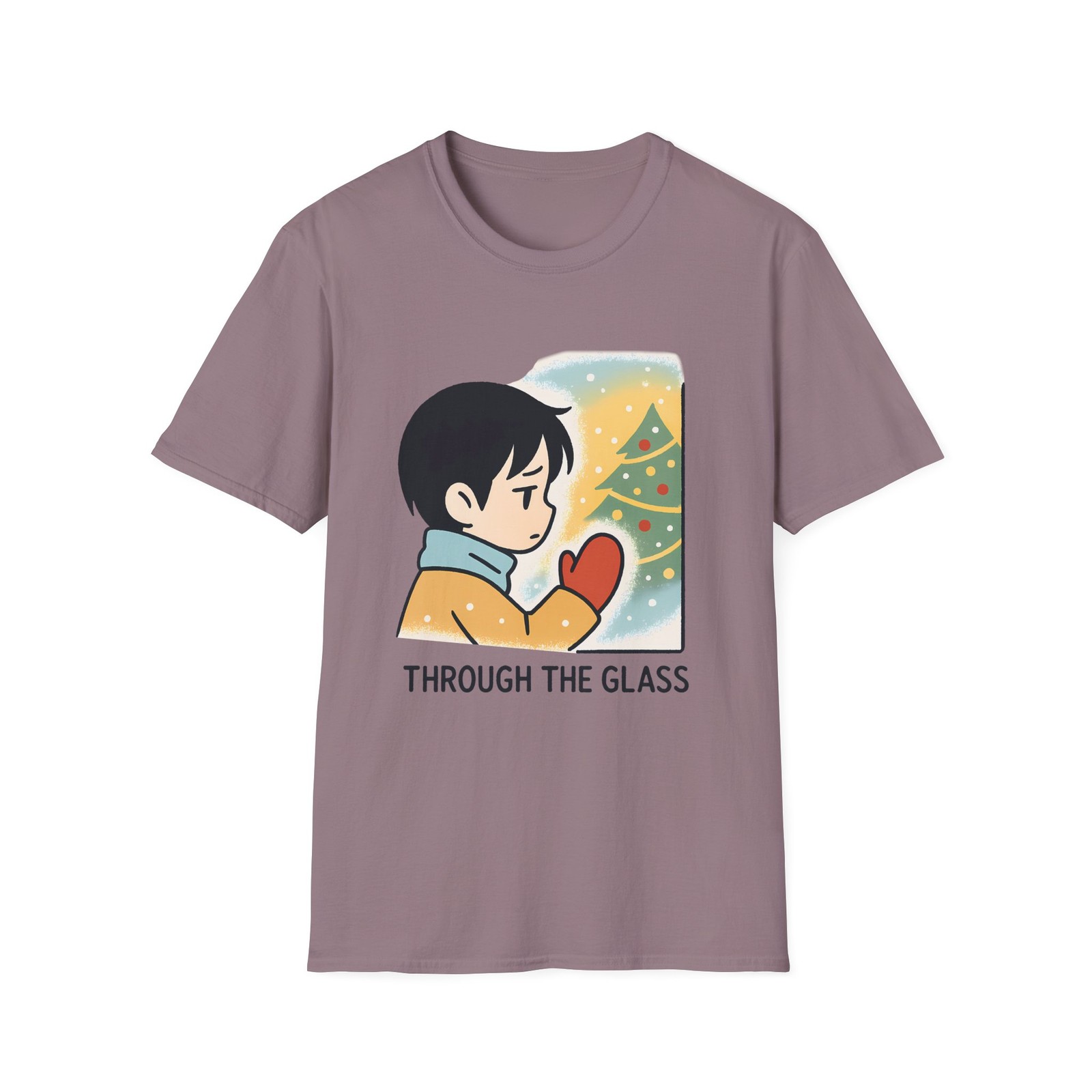 Unisex Softstyle T-Shirt Child Window Christmas Scene Snow Winter Emotional