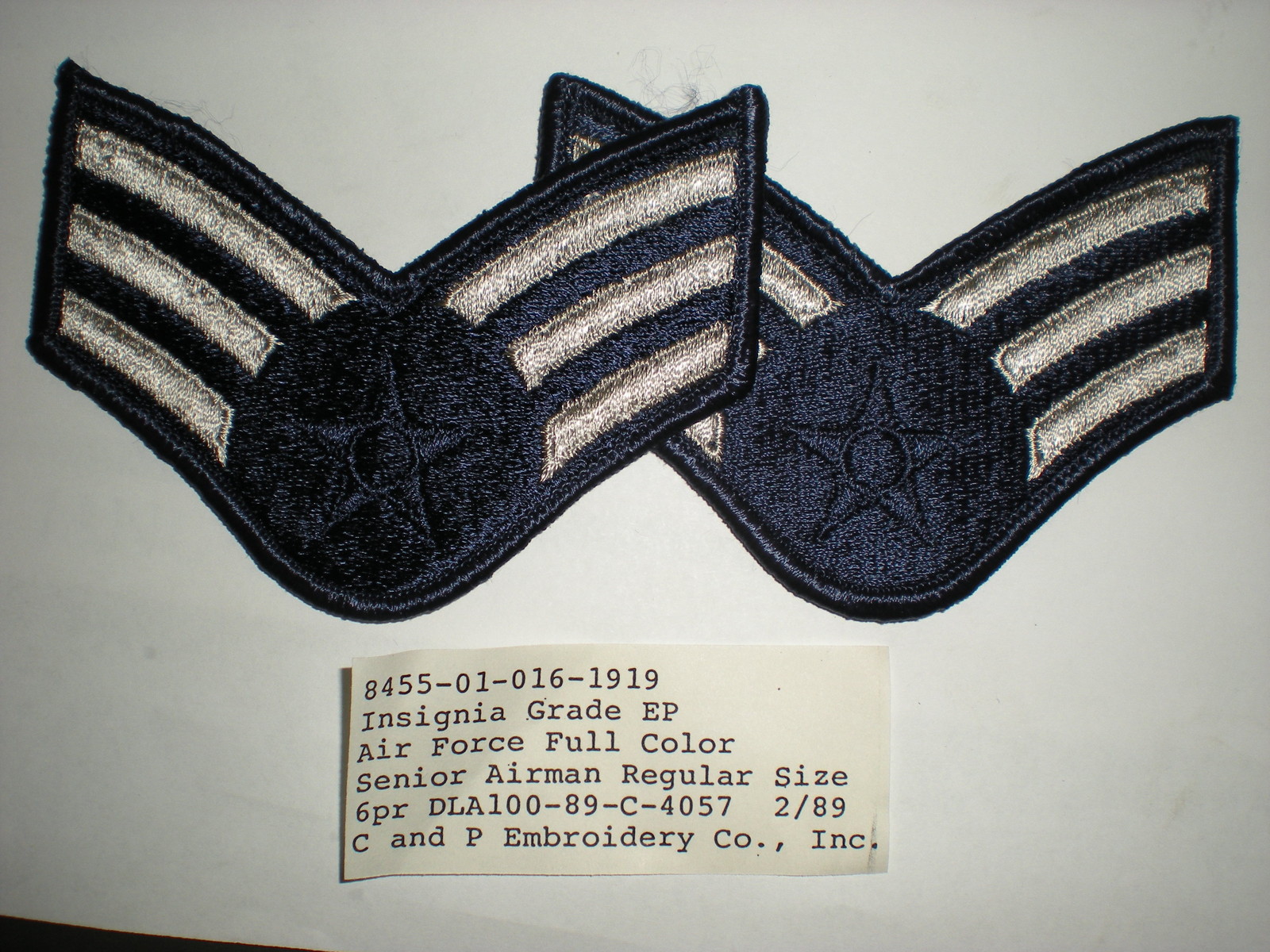 USAF SENIOR AIRMAN E-4 RANK -OBSOLETE – FULL SIZE – 1 PAIR