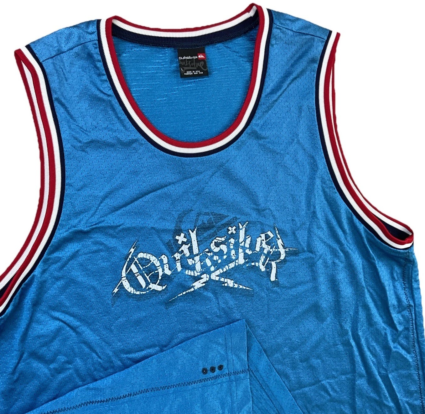 Vintage Quiksilver Jersey Sz L Tank Shirt Y2K Hip Hop Skater Grunge Surfer USA