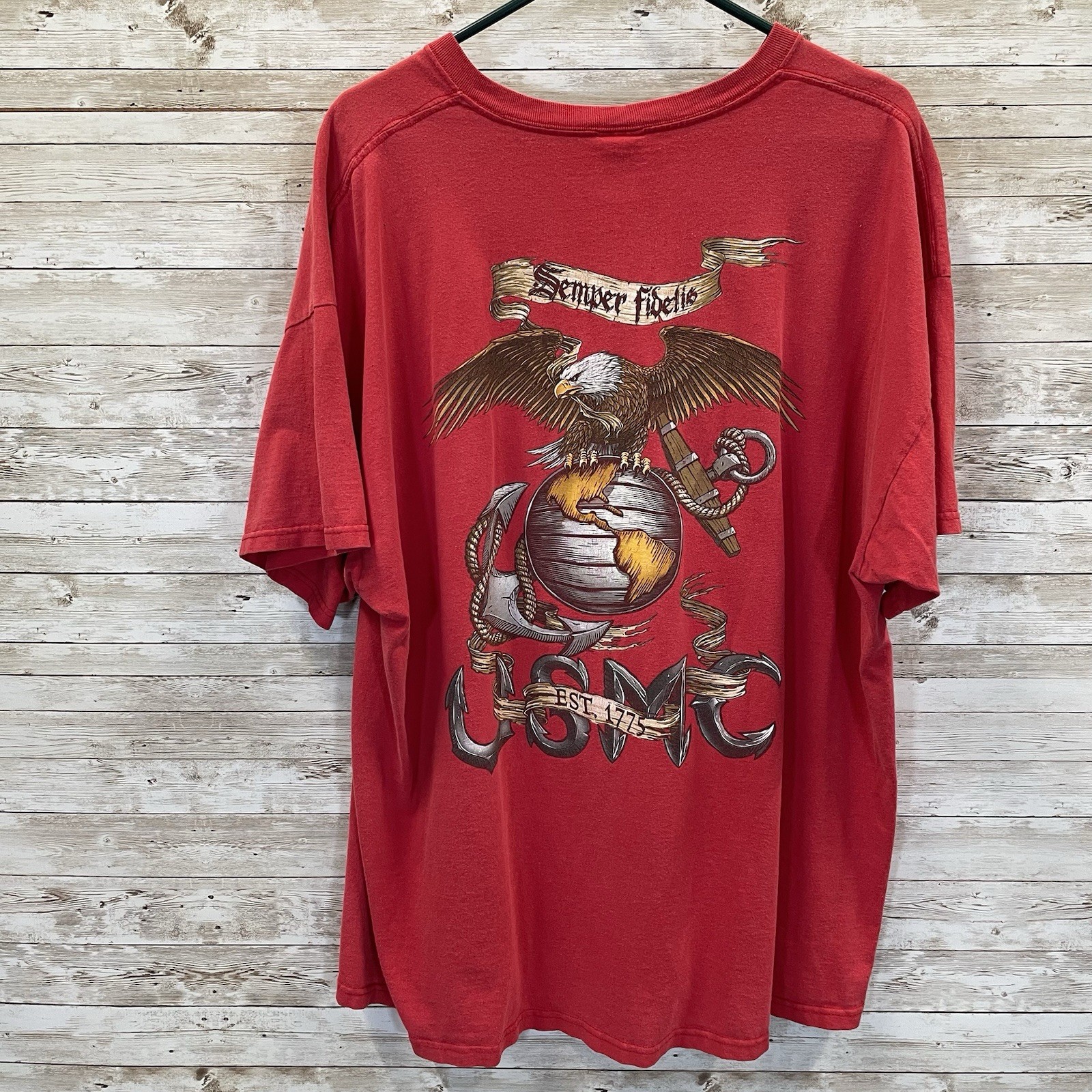 Marines USMC Mens 3XL T-Shirt Red 100% Heavy Cotton Fruit Of The Loom Graphic gallery