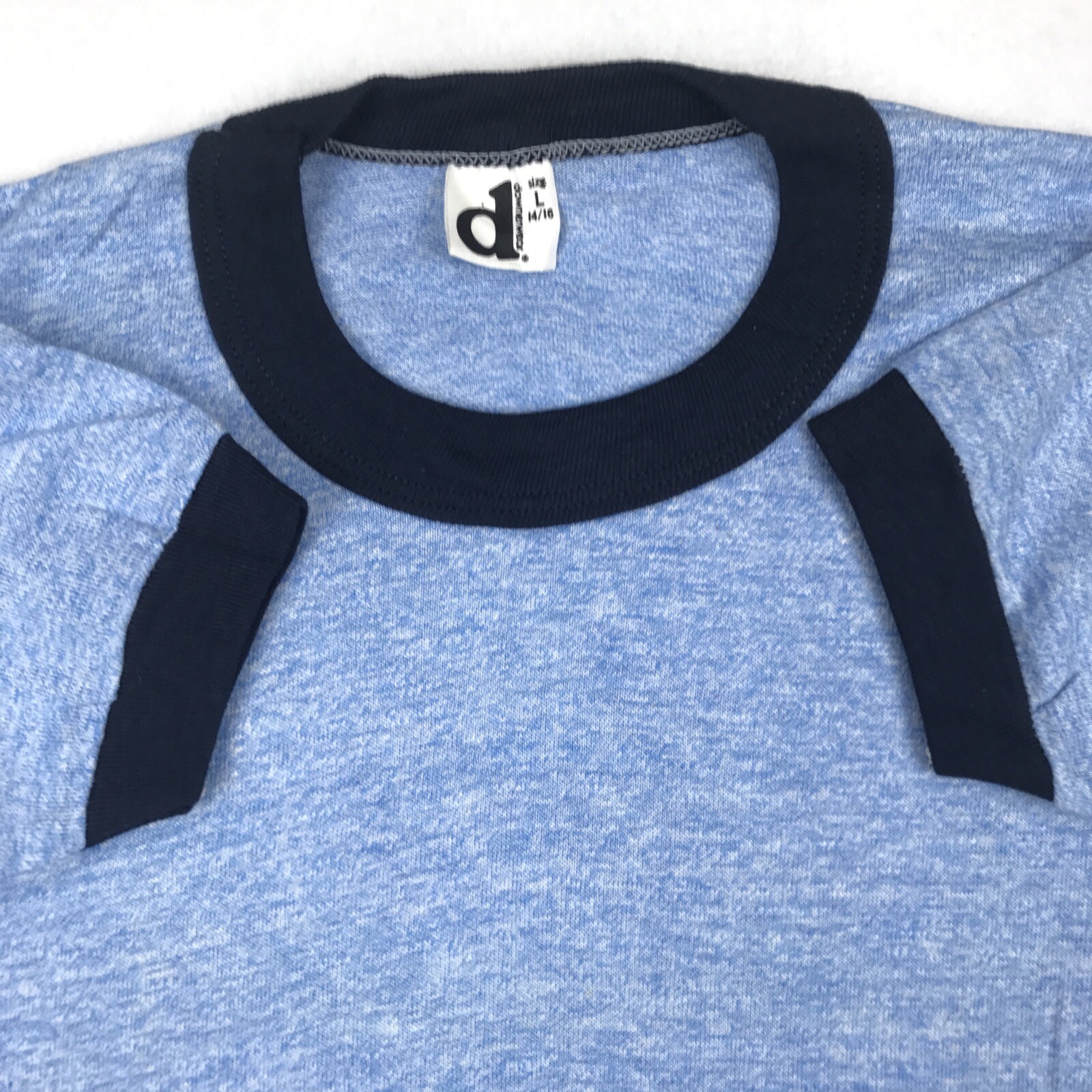 NOS vintage 80s BLANK BLUE RAYON TRI-BLEND RINGER T-Shirt XXXS soft thin rock gallery