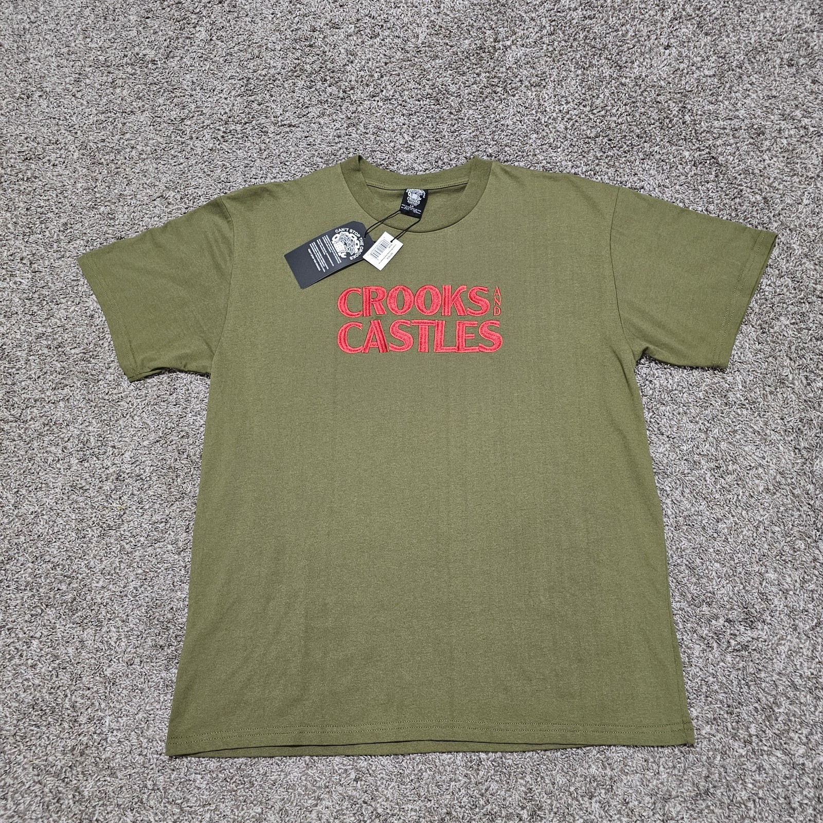Crooks & Castles Mens L Moneybag Drop Shoulder Tee ShortSleeve T-Shirt Olive NWT gallery