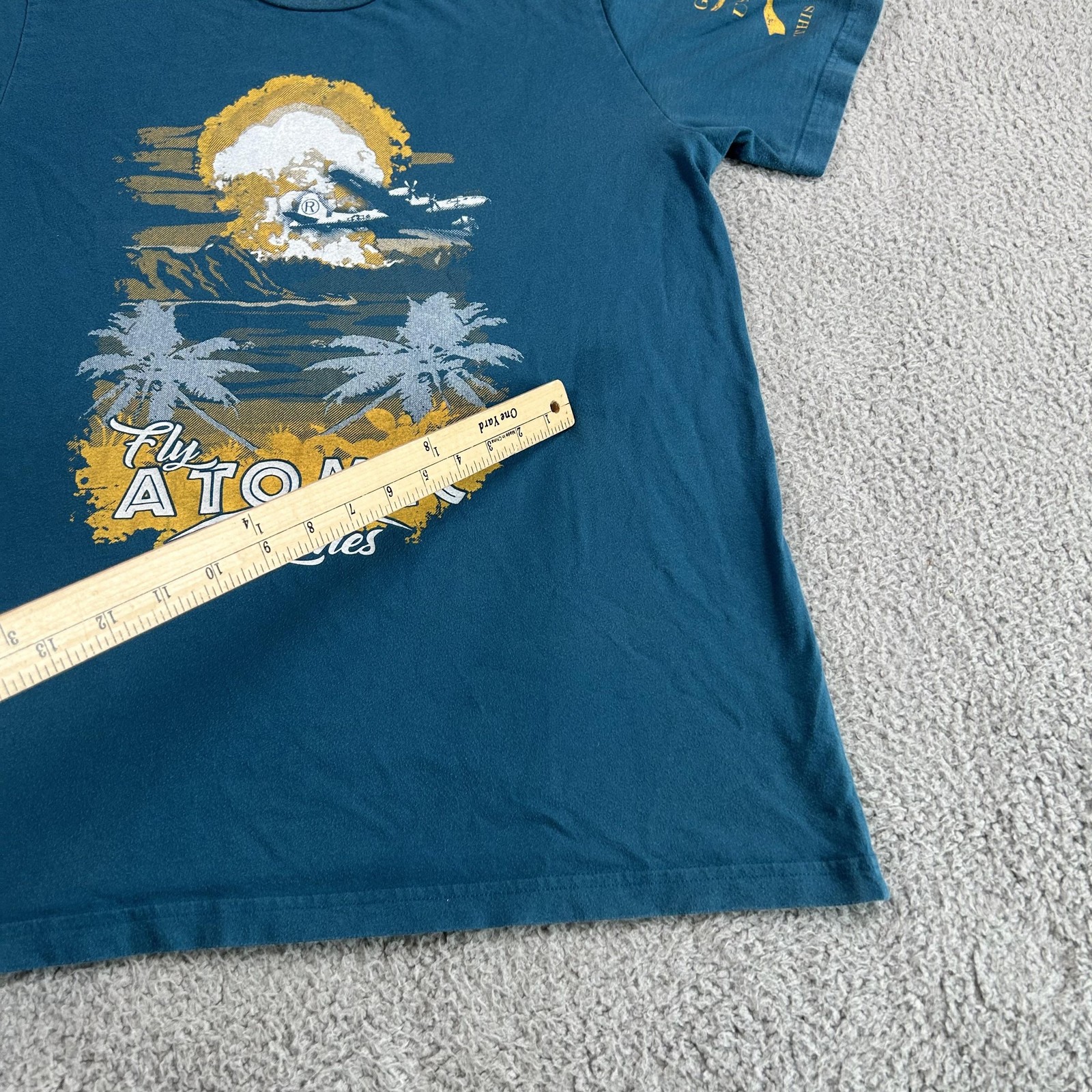 Grunt Style Shirt Mens Large Teal Fly Atomic Airlines Graphic Short Sleeve Tee gallery