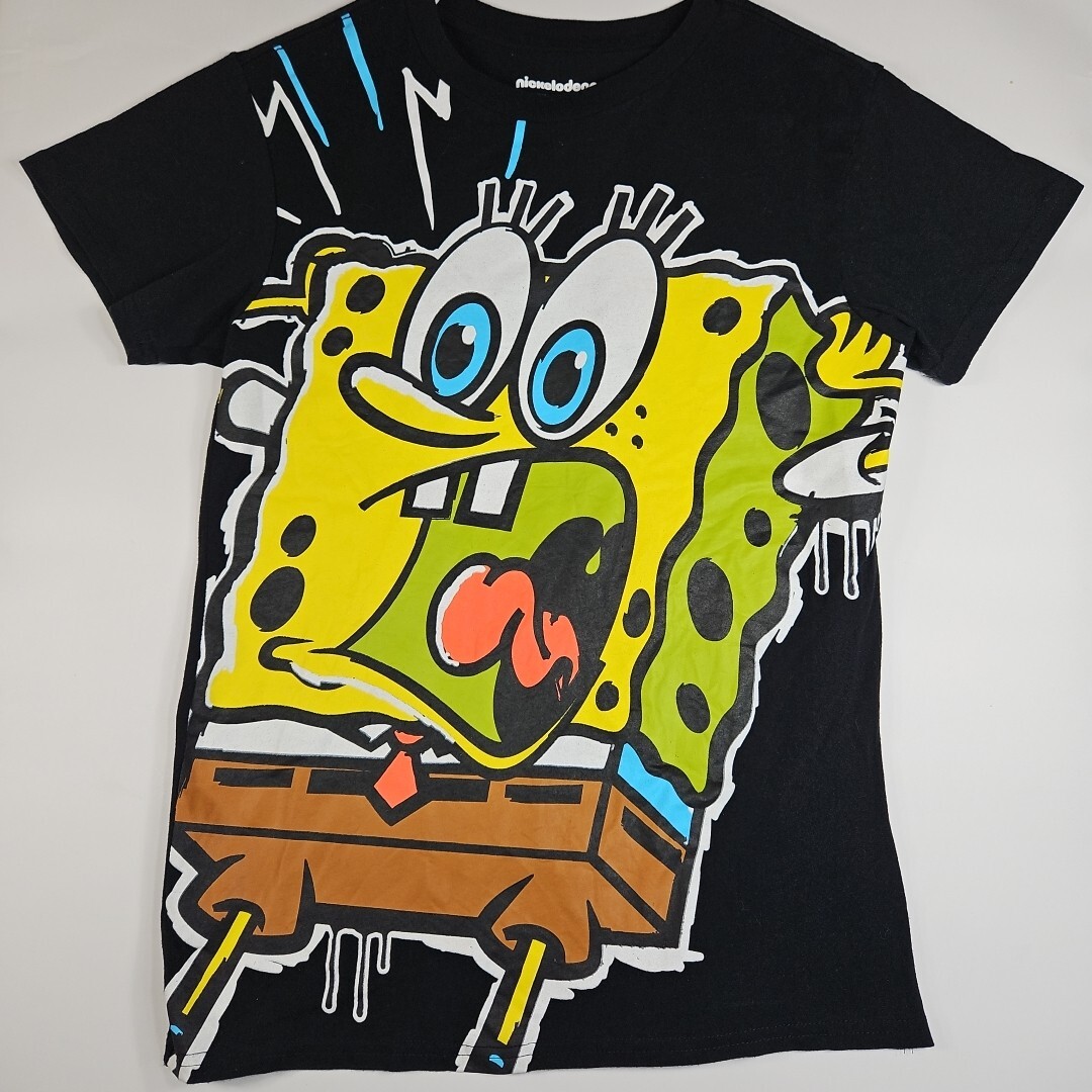 SpongeBob Square Pants T-shirt. Full Front Print. Size Small. Black.