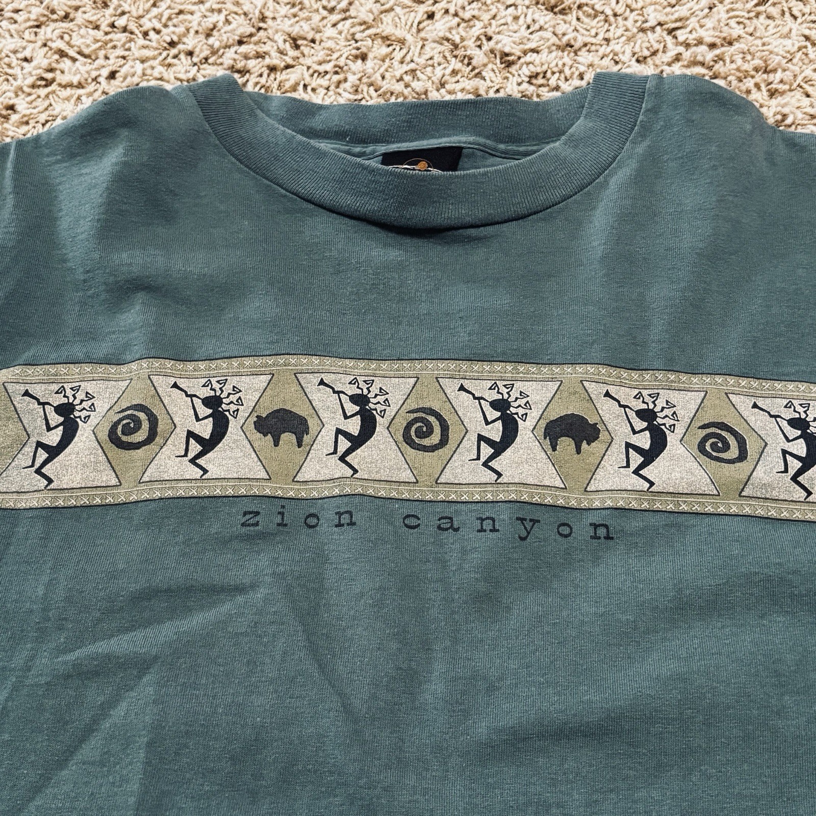 Eco Mountain Shirt Mens XL Zion Canyon Green Graphic Casual Kokopelli Vintage