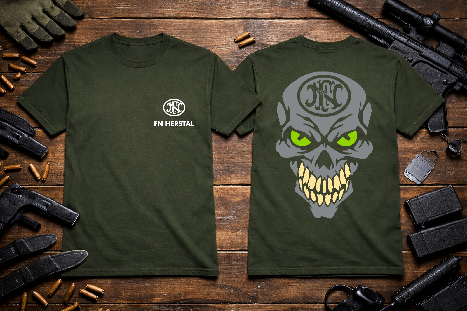 FN Herstal Skull T-Shirt Heavyweight S M L XL 2XL 3XL 4XL 5XL gallery