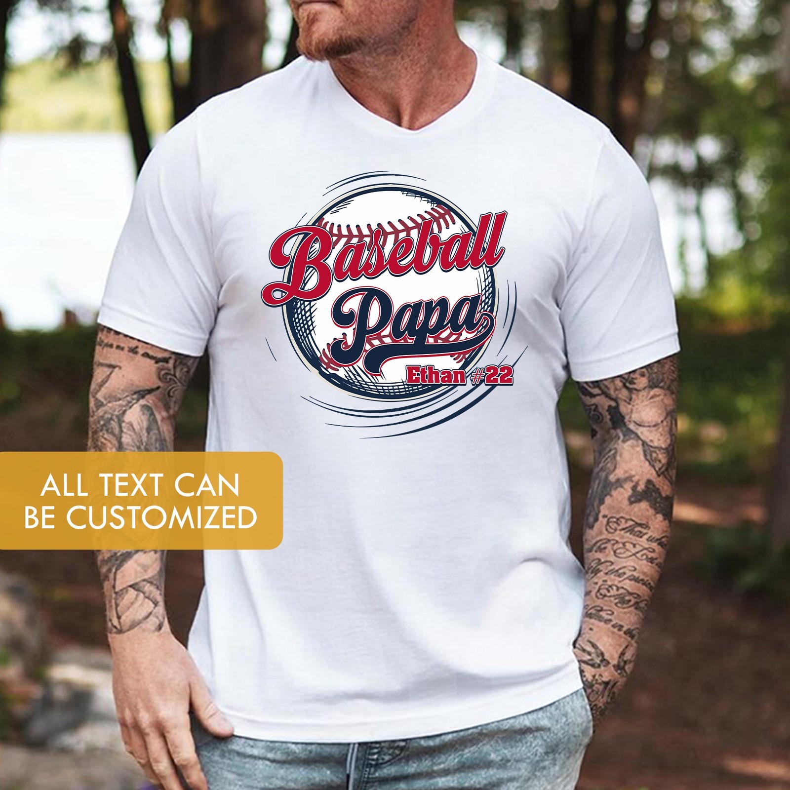 Personalized Baseball Papa Shirt Custom Player Name Number Grandpa Gift Tee gallery