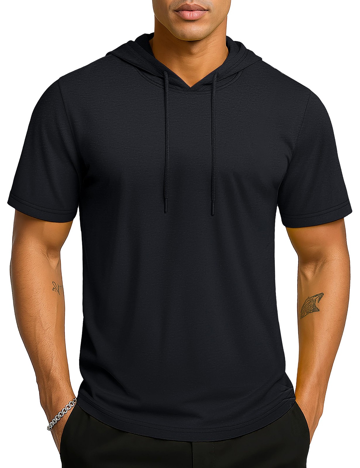 Men’s Short Sleeve Hoodies Cotton Summer Sweatshirt Breathable Workout Shirts US