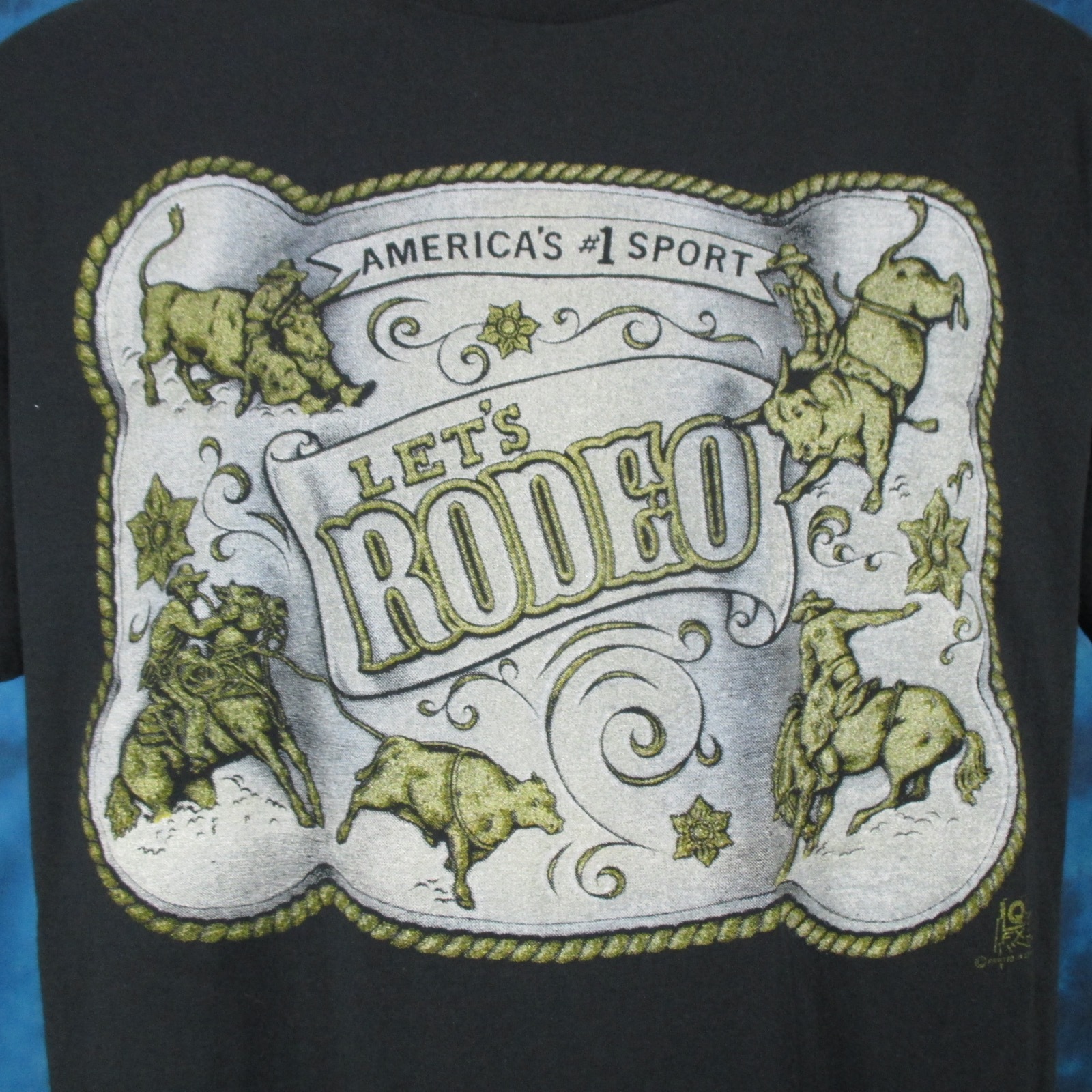 vtg 80s COWBOY LET’S RODEO T-Shirt M/L single stitch thin horse bull buckle gallery
