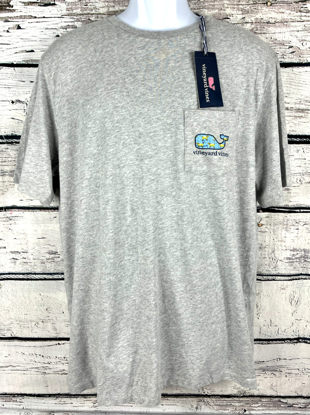Vineyard Vines Men's Golden Retriever Dog Whale Gray T-Shirt Size Large - NEW gallery