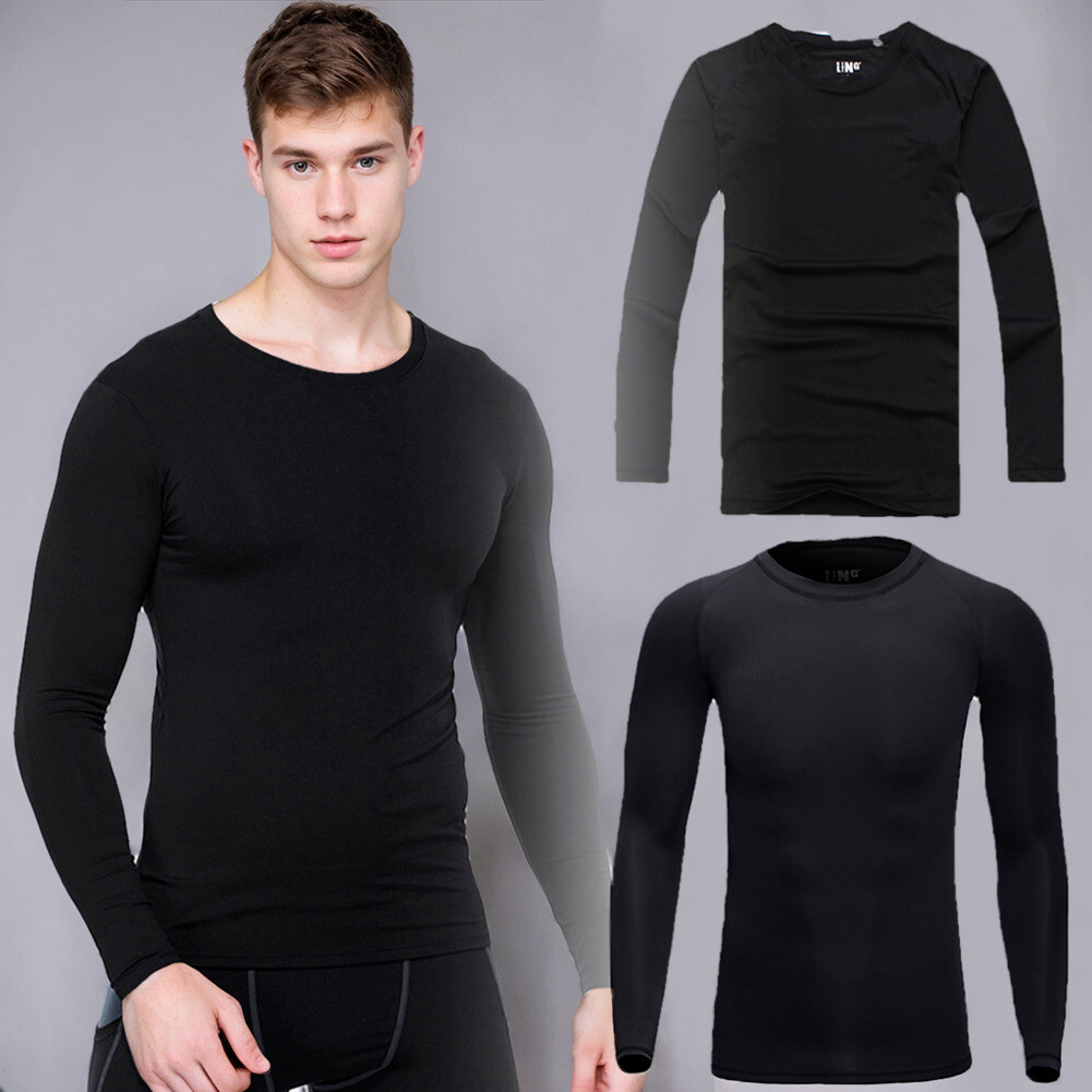 Men's Athletic Long Sleeve Compression Shirts Dry Fit Sports Gym Shirts Workout gallery