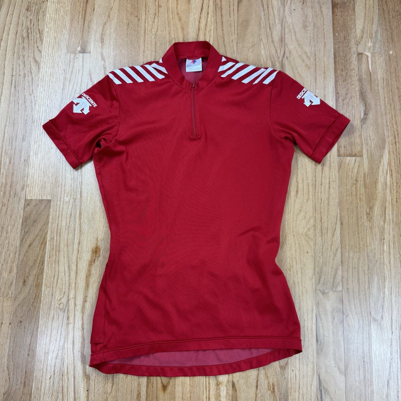 Vintage Descente Cycling Jersey Shirt Men’s Red White Biking Made in Japan 90s