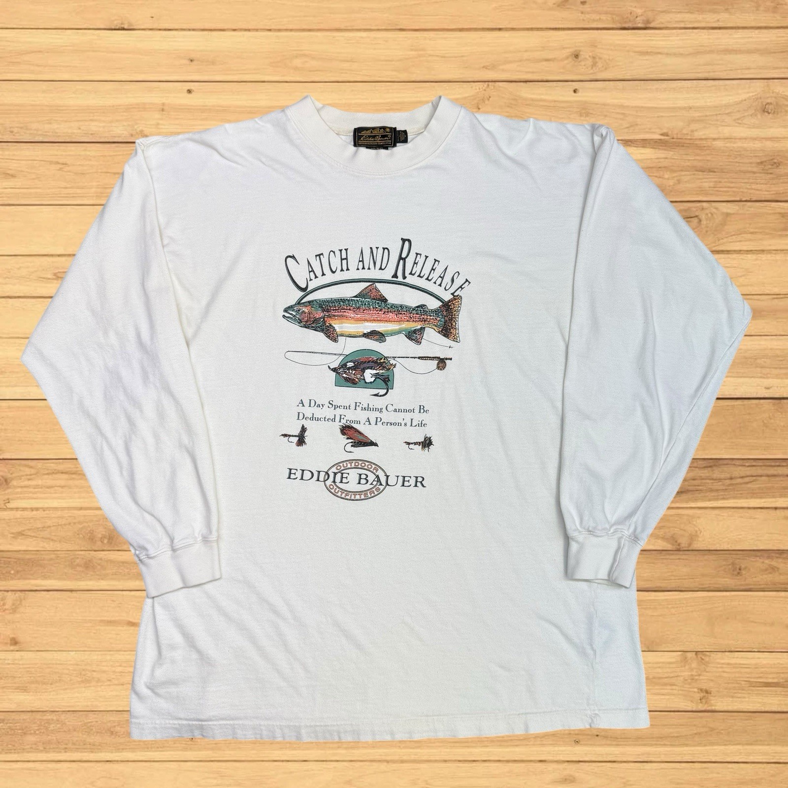vintage fly fishing eddie bauer long sleeve shirt trout