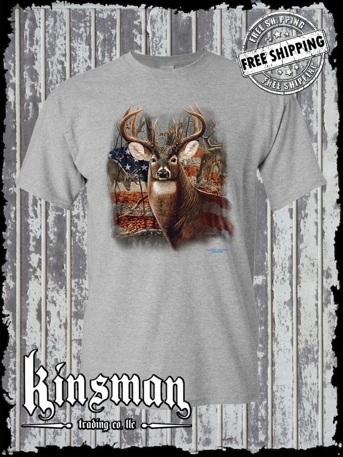 American Deer T-Shirt USA Flag Whitetail Buck Hunting Outdoors gallery