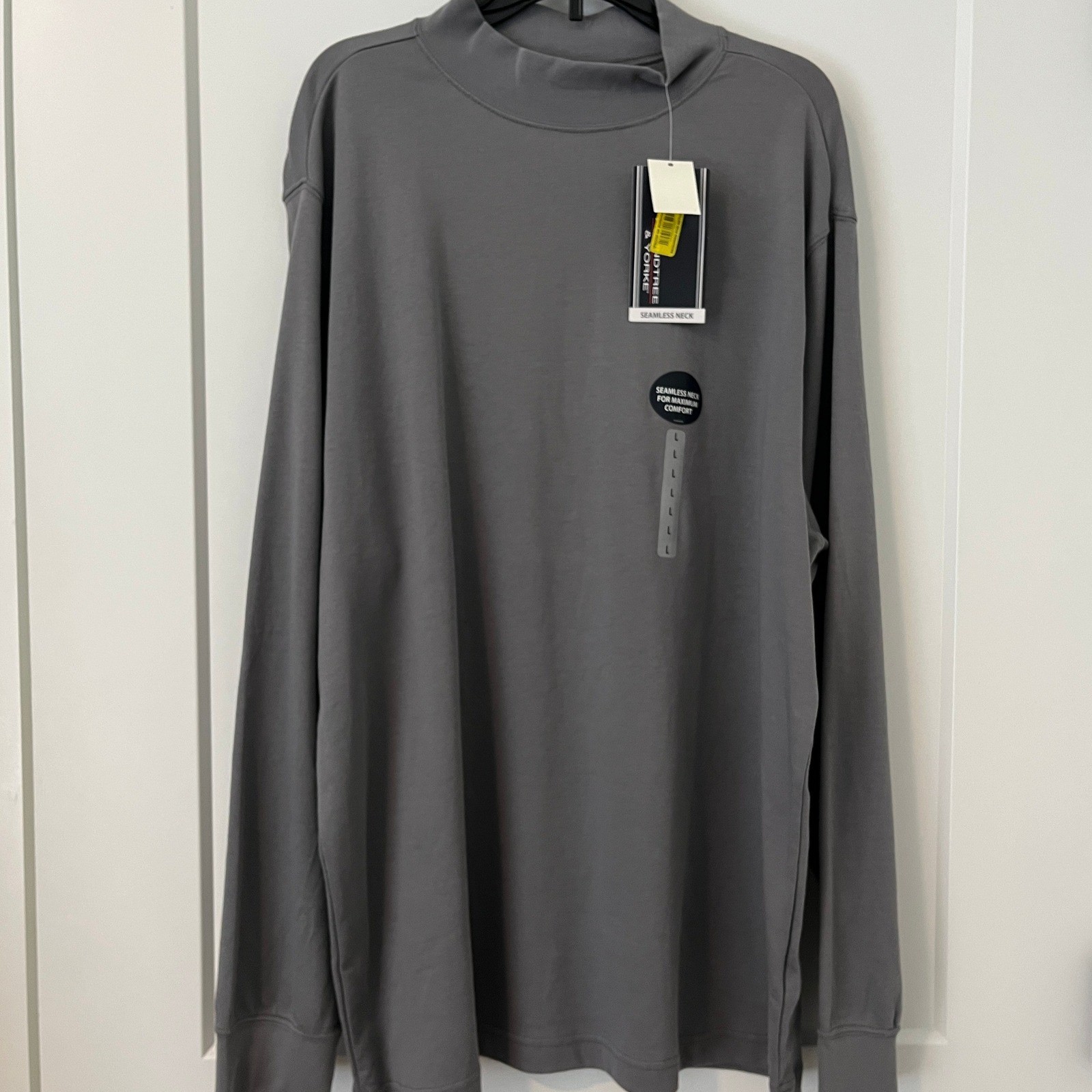 Roundtree & Yorke Mens Large Gray Seamless Mock Neck Long Sleeve Shirt NWT gallery