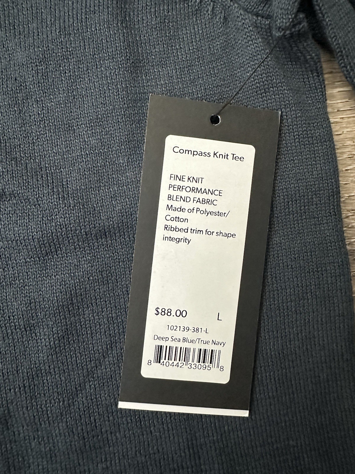 Rhône Compass Knit Tee Men’s Size Large Deep Sea Blue True Navy gallery