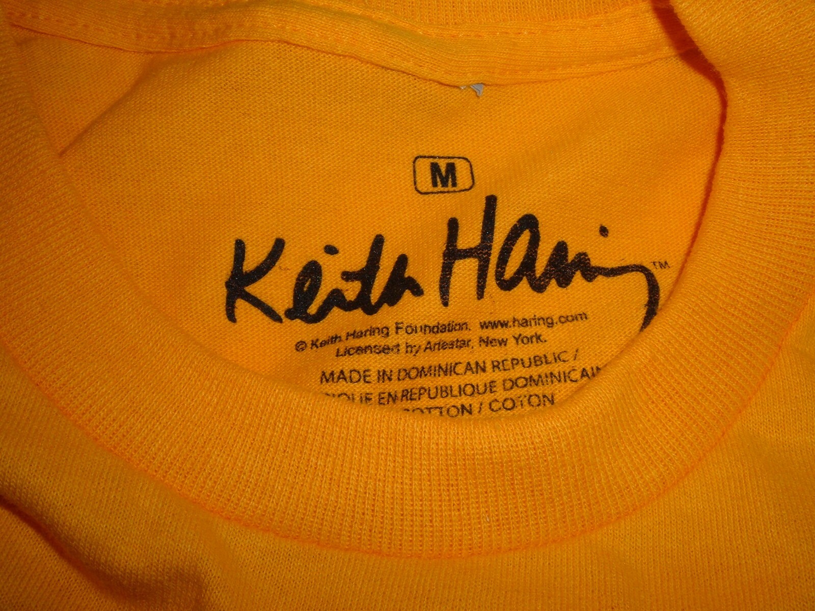 Keith Haring Lot of 2 New " Love " T-shirts Black and Yellow 2-sided Sz Medium gallery