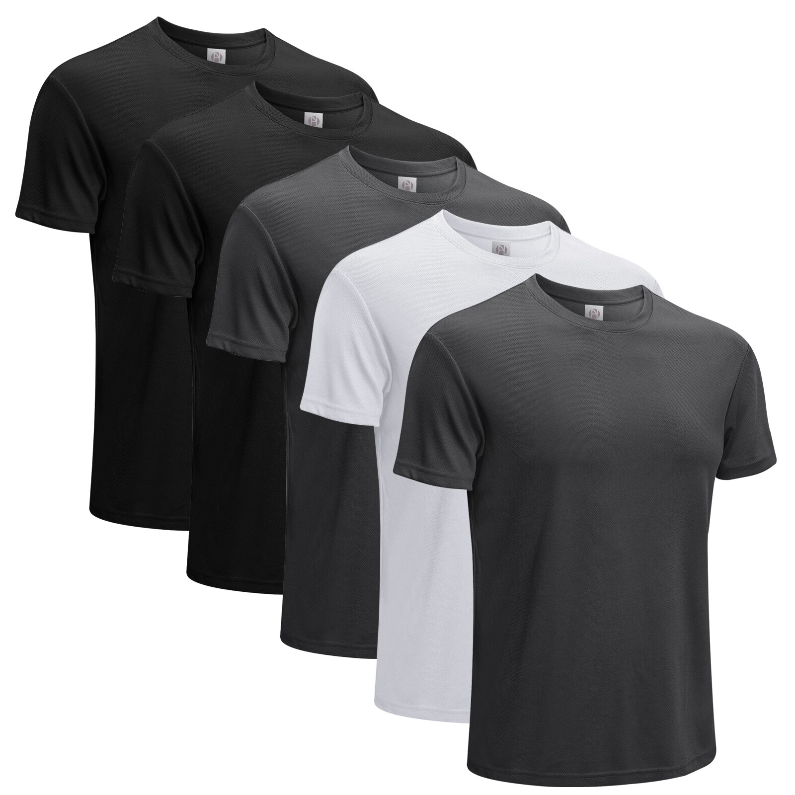 Pack of 5 Men Active Athletic Crew Neck T Shirts Running Workout Hiking Swim gallery