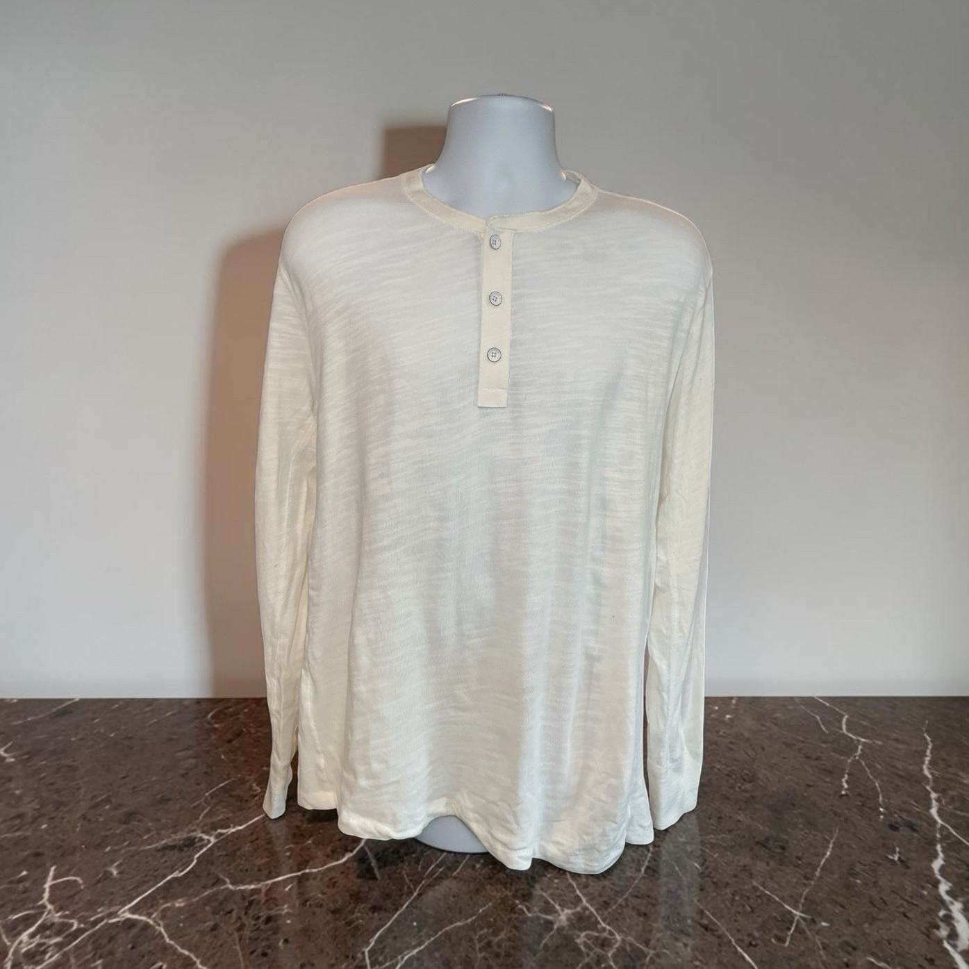 rag & bone Cotton Henley Long Sleeve T-Shirt White Solid Men’s Size XL/TB