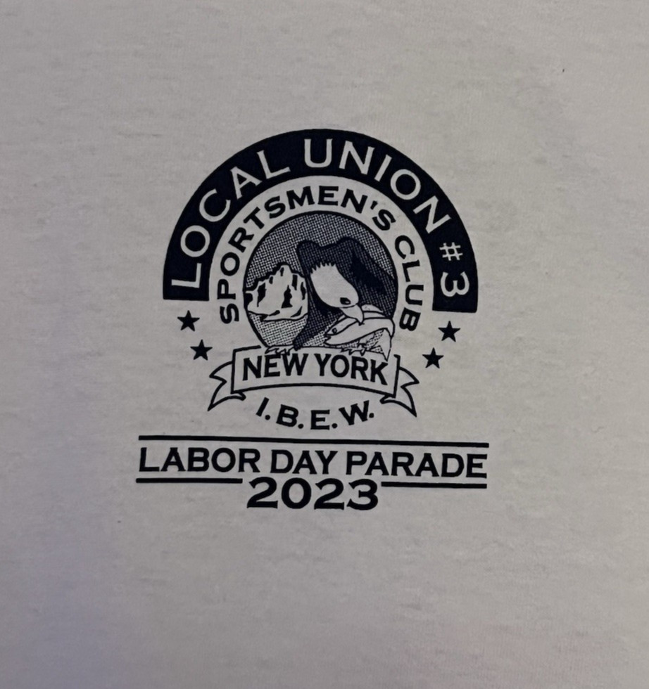 Bayside Local 3 Electrical Workers Union Double Sided White T-Shirt Size Small gallery