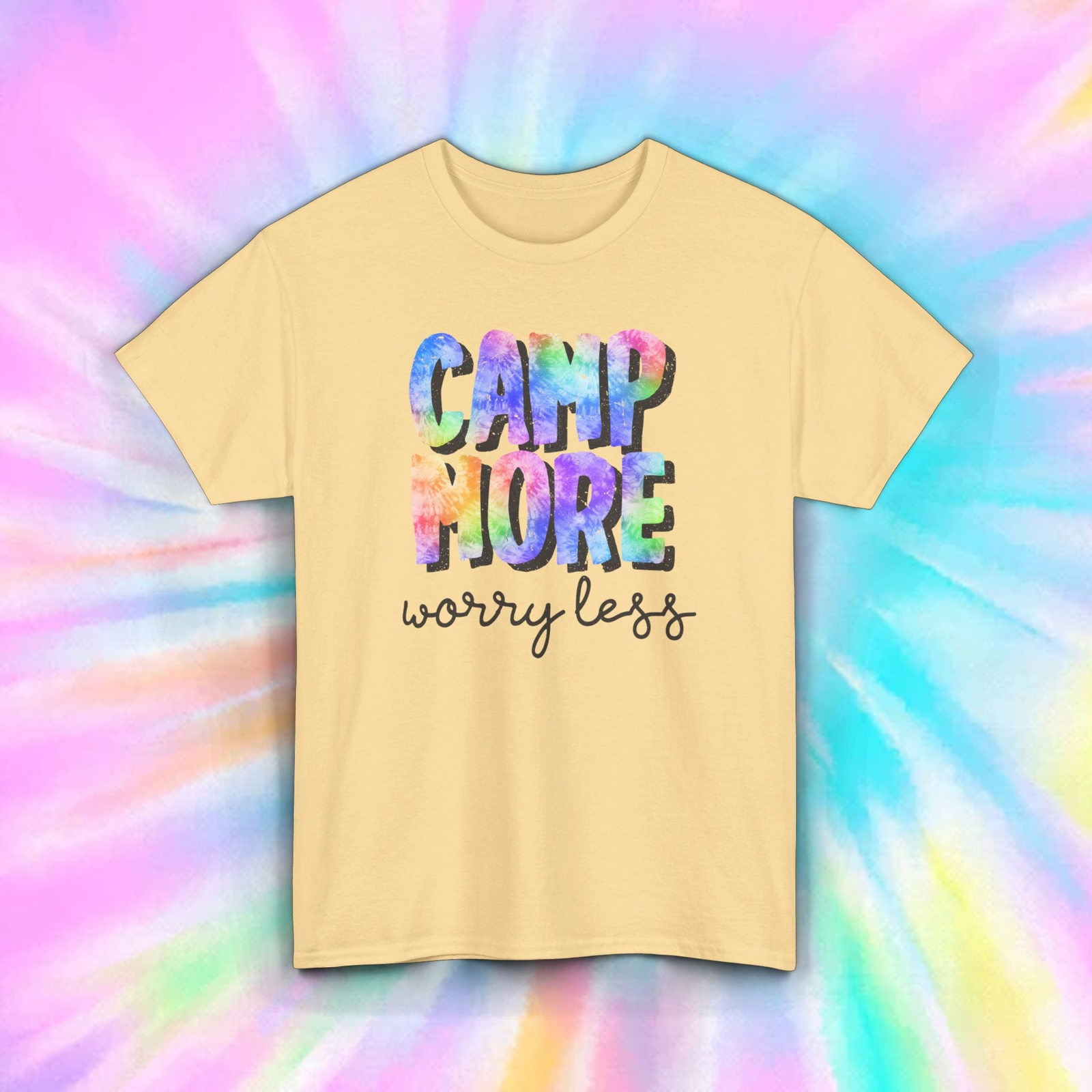 Camp More Worry Less Tee | Colorful Outdoor Camping Shirt S-5XL