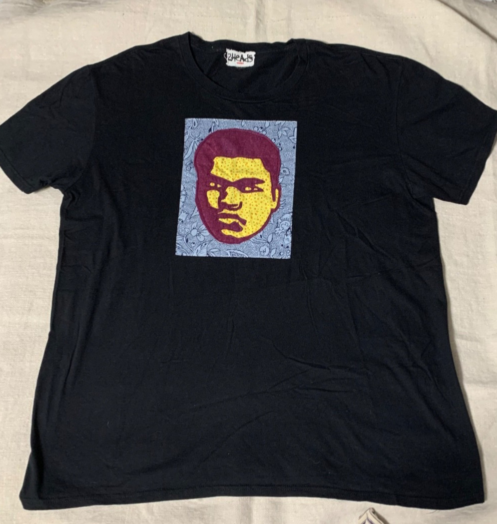 2Heads Ghana Africa Applique Muhammad Ali T-Shirt XL Boxing Streetwear gallery