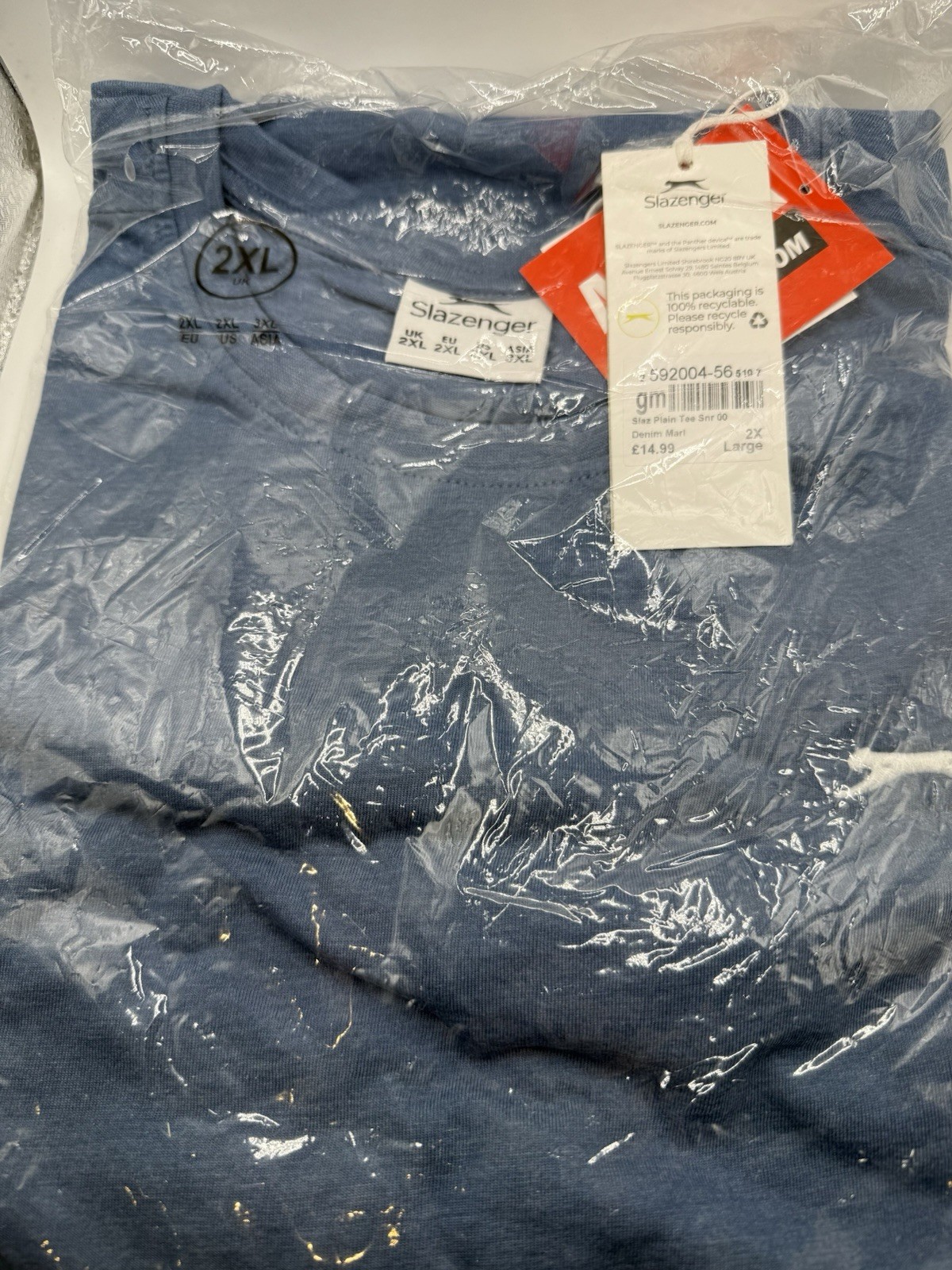 Slazenger Plain T-Shirt Snr 00 Mens Denim Marl Size 2XL gallery