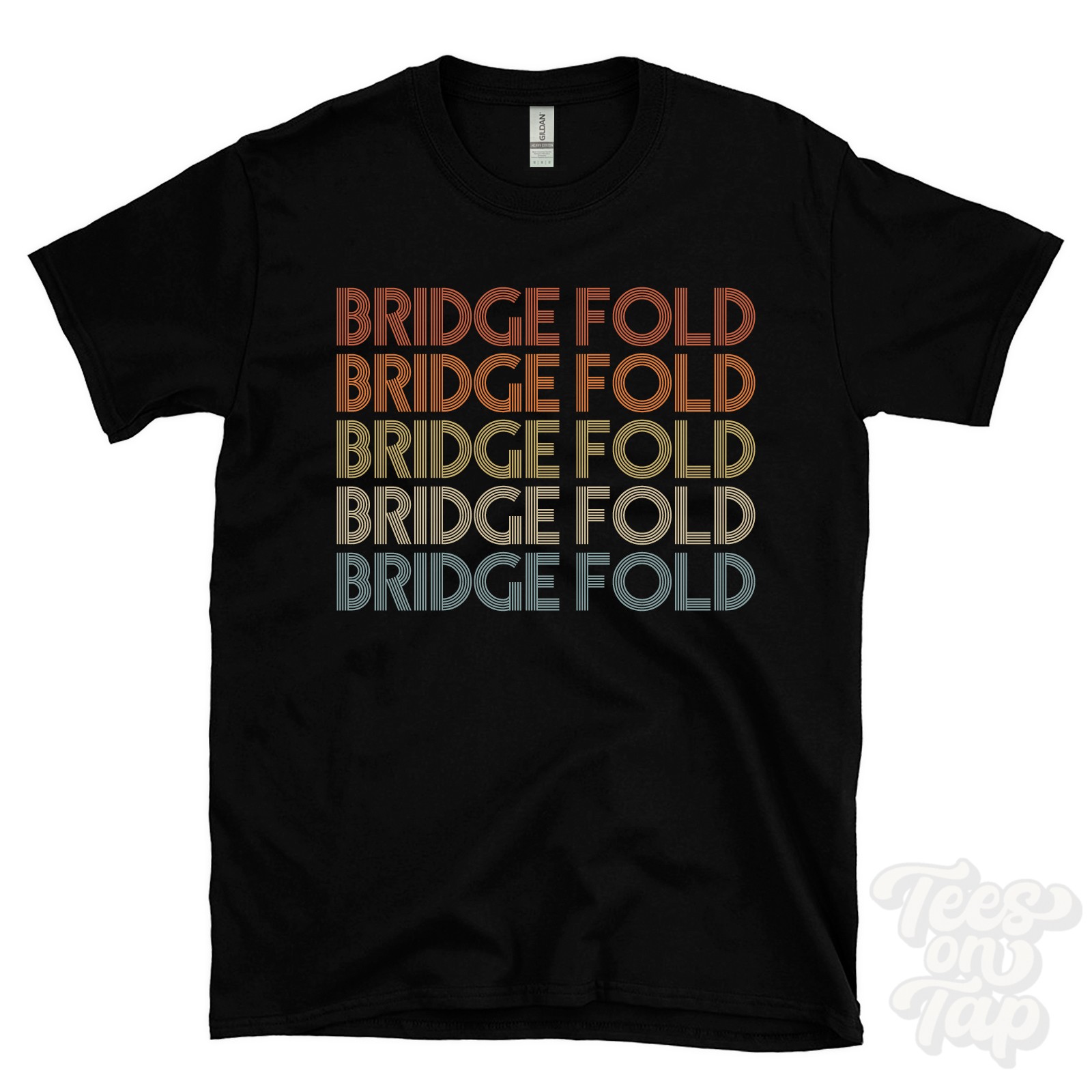 BRIDGE FOLD REPEATED RETRO STYLE T-SHIRT mens & womens uk place name gift