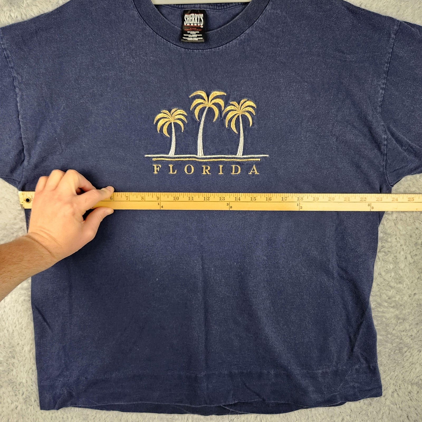 Vintage Florida Shirt Mens XL Blue Palm Trees Embroidered Graphic USA 90s Beach gallery