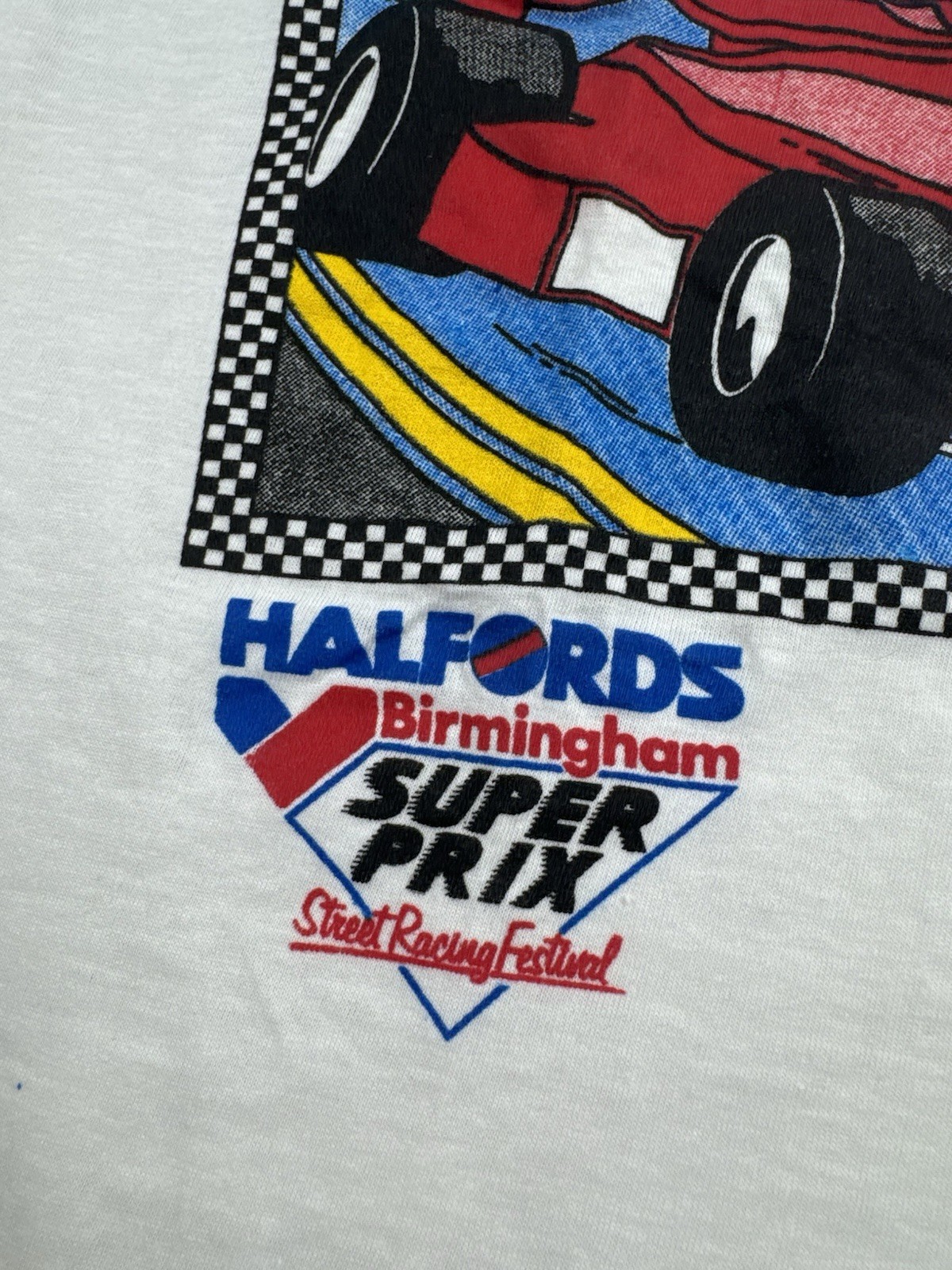 Vintage Halfords Birmingham Super Prix Caliber 80s Racing Formula 1 T Shirt Tee gallery