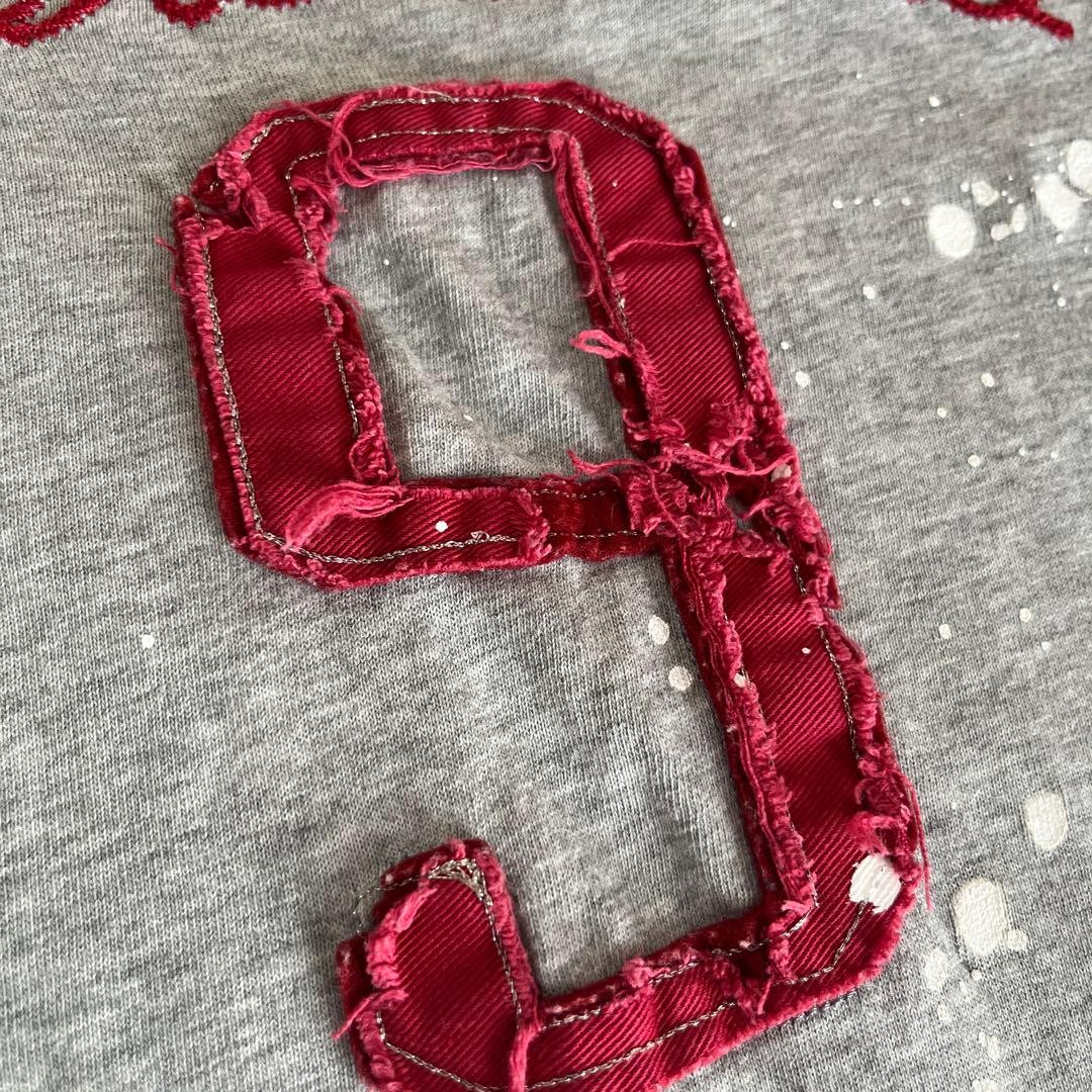 Abercrombie & Fitch Gray Paint Splatter Distressed Patch Logo Tee Size M gallery
