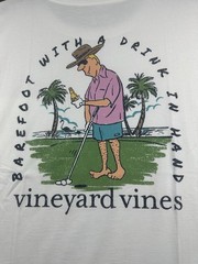 Vineyard Vines Men’s 2XL Barefoot With A Drink White Cap Pocket T-Shirt NWT