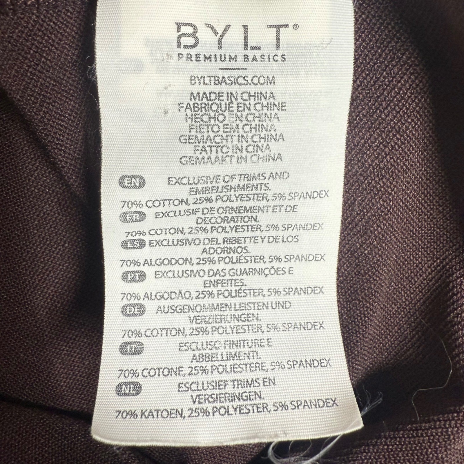 BYLT Premium Basics LUX T-Shirt Mens Large Brown Cotton Blend Minimalist Workout gallery